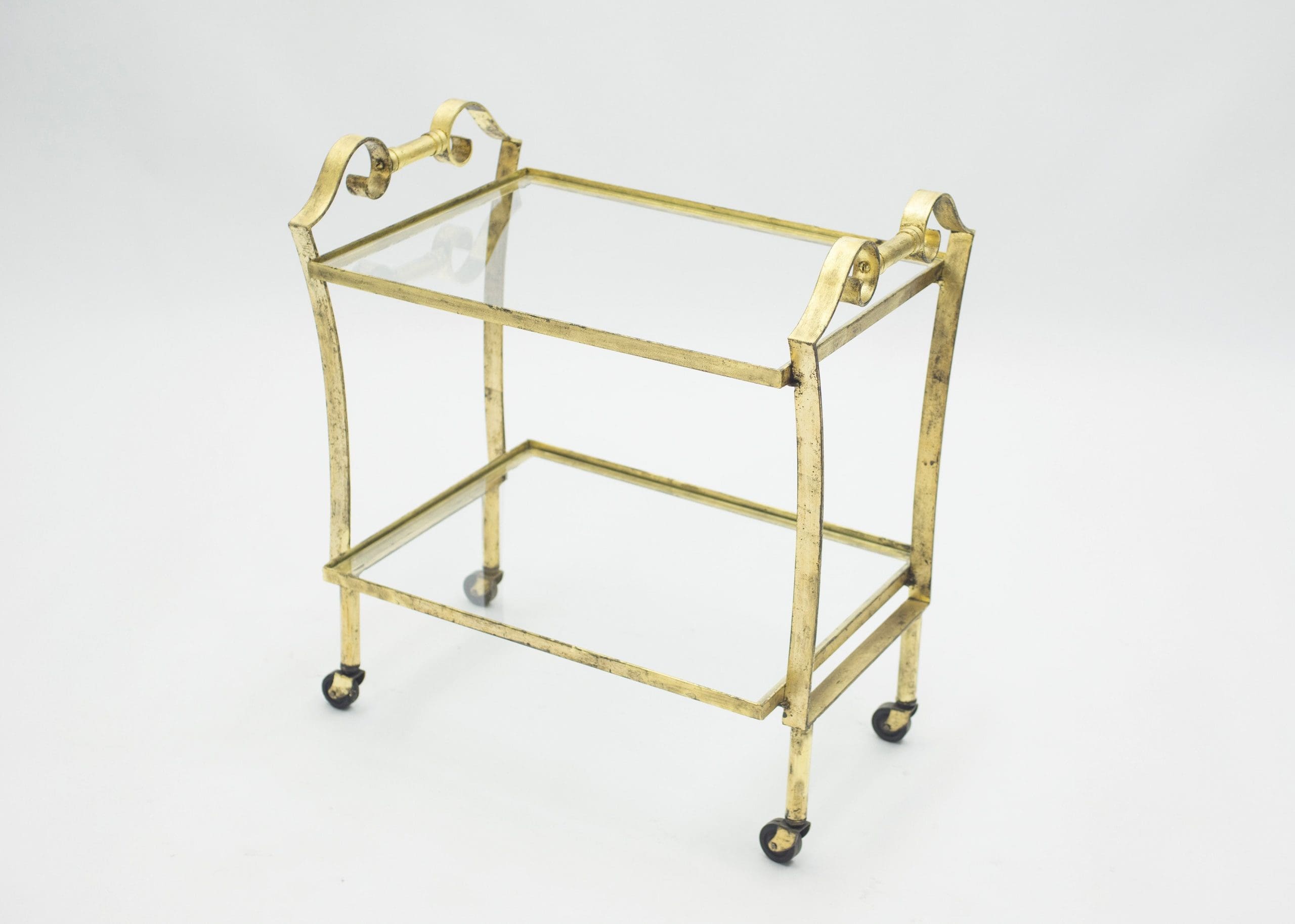 Chariot de Bar Néoclassique Français Maison Ramsay Doré, Années 1940