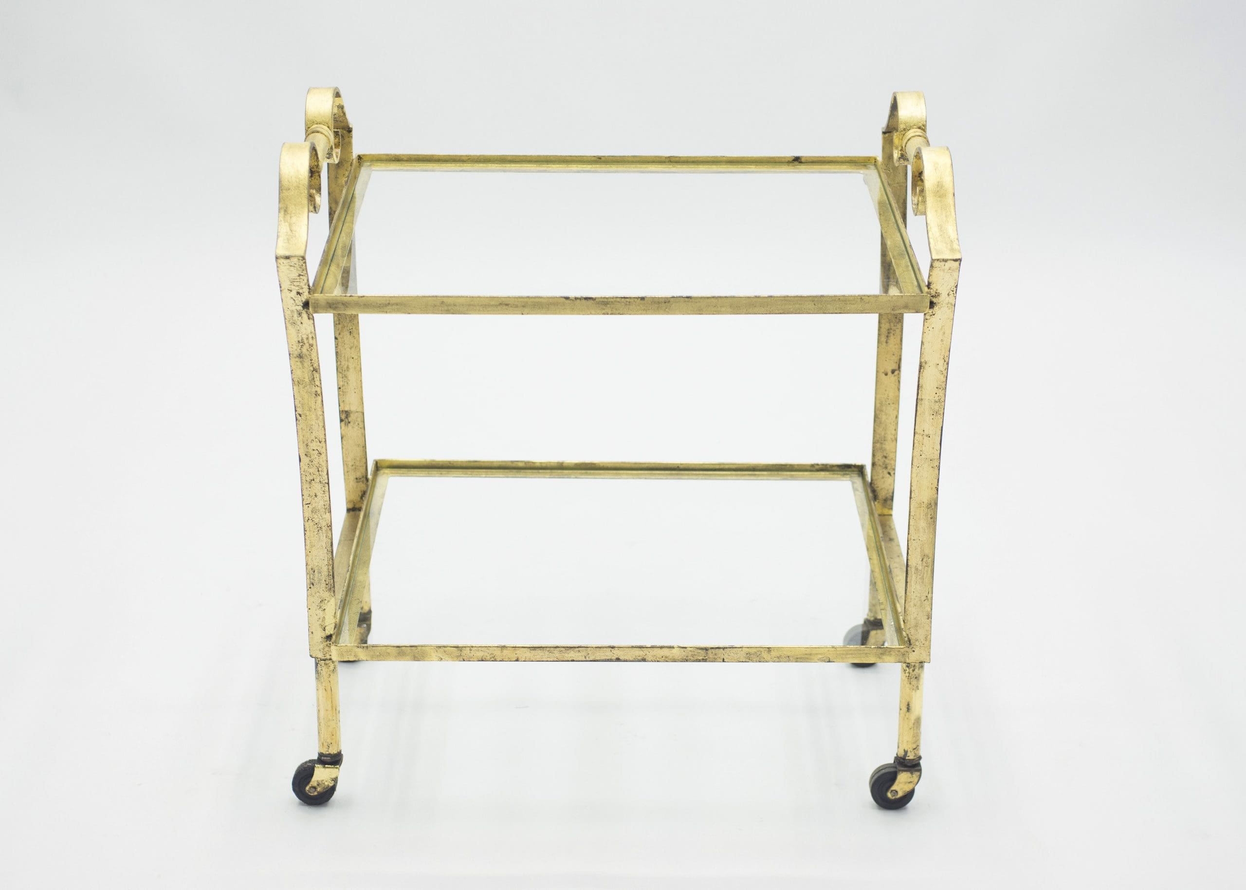 Chariot de Bar Néoclassique Français Maison Ramsay Doré, Années 1940