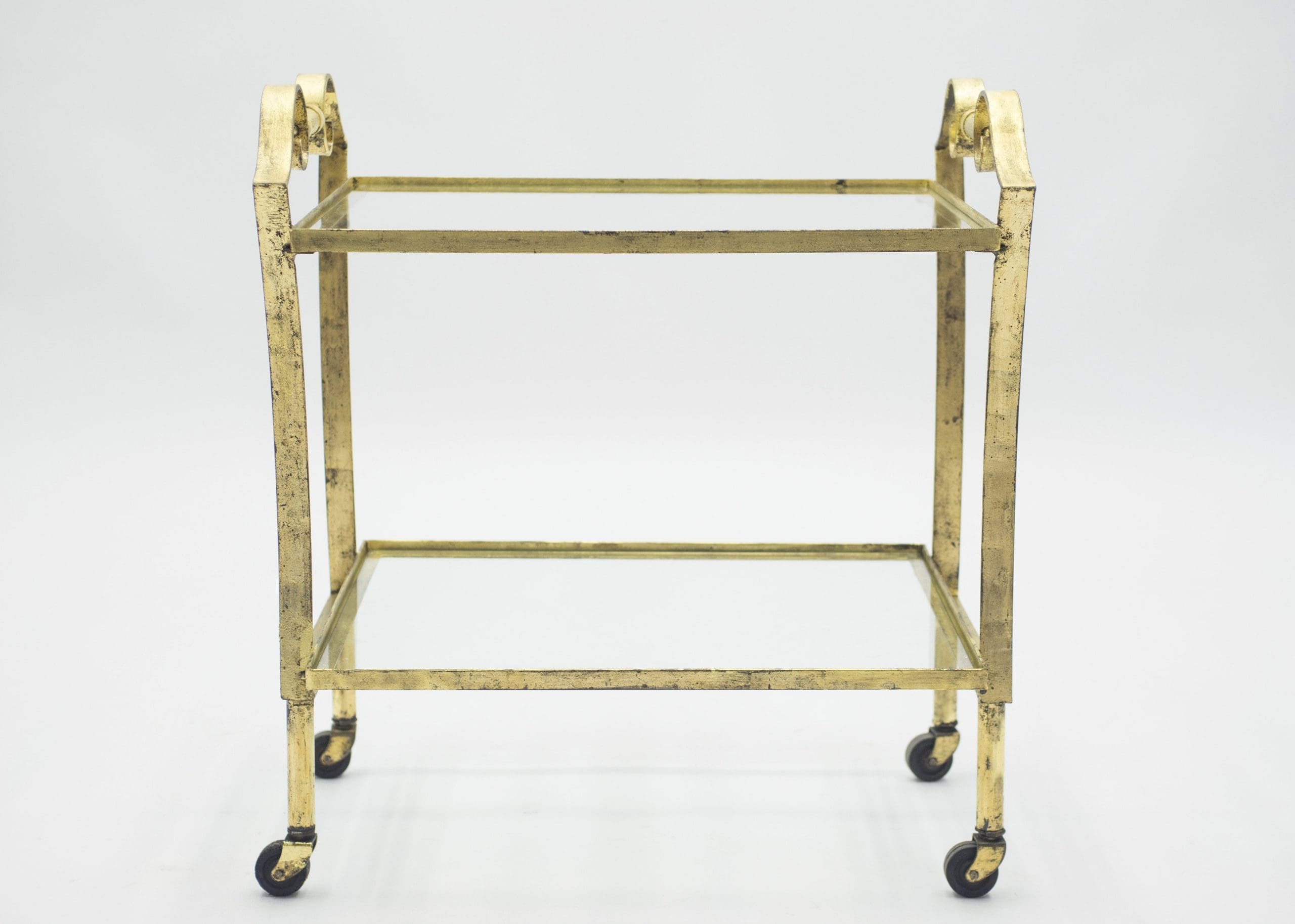 Chariot de Bar Néoclassique Français Maison Ramsay Doré, Années 1940