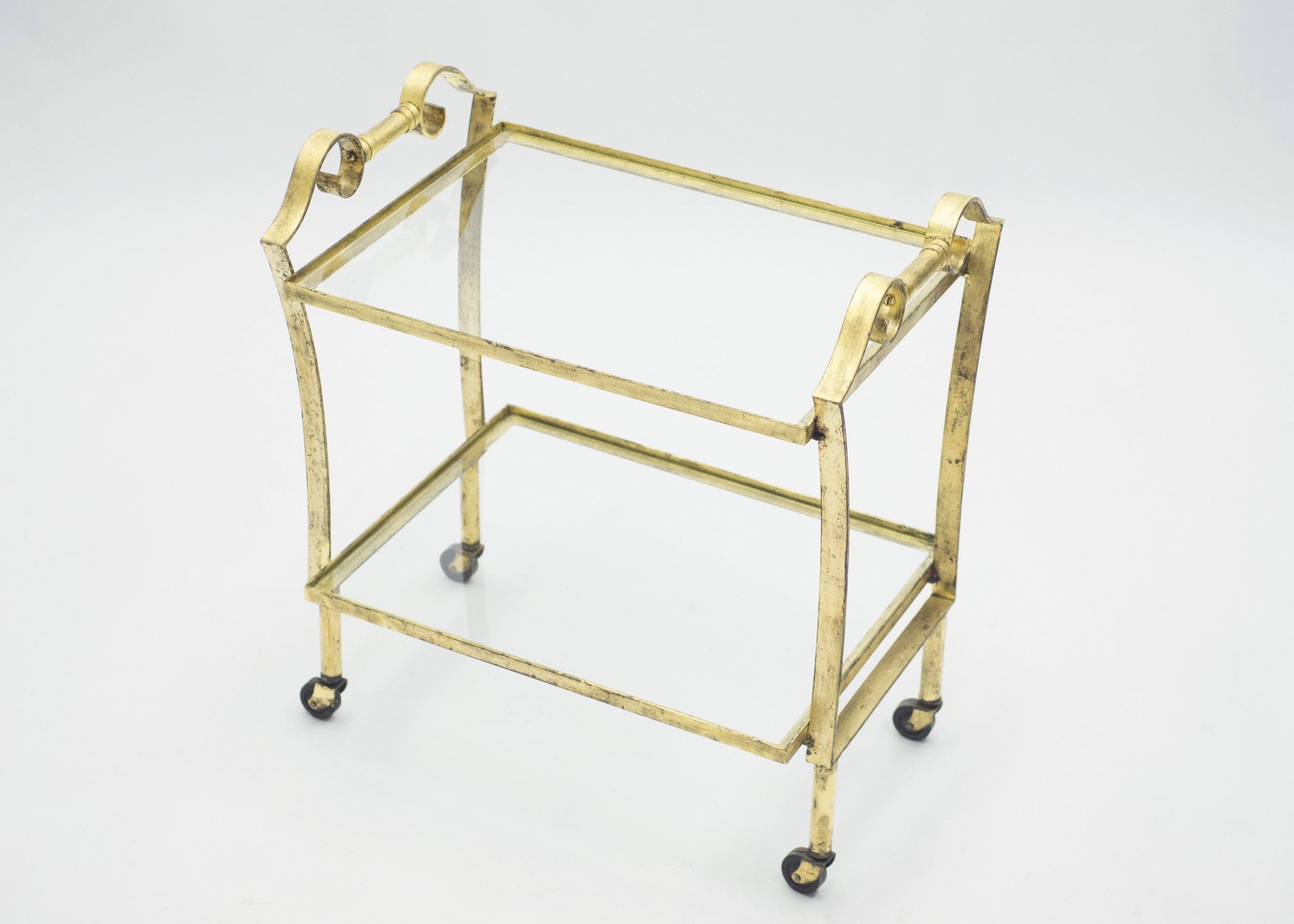 Chariot de Bar Néoclassique Français Maison Ramsay Doré, Années 1940