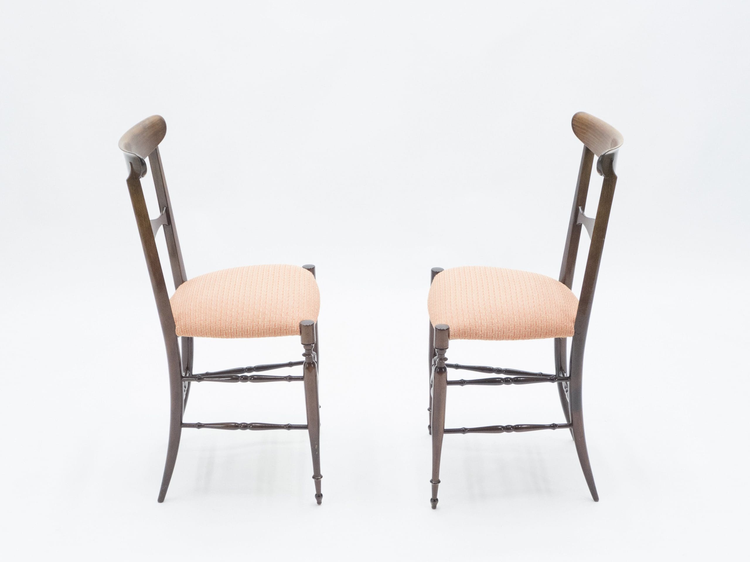 Ensemble rare de six chaises Campanino Chiavari en noyer par Fratelli Levaggi, 1950