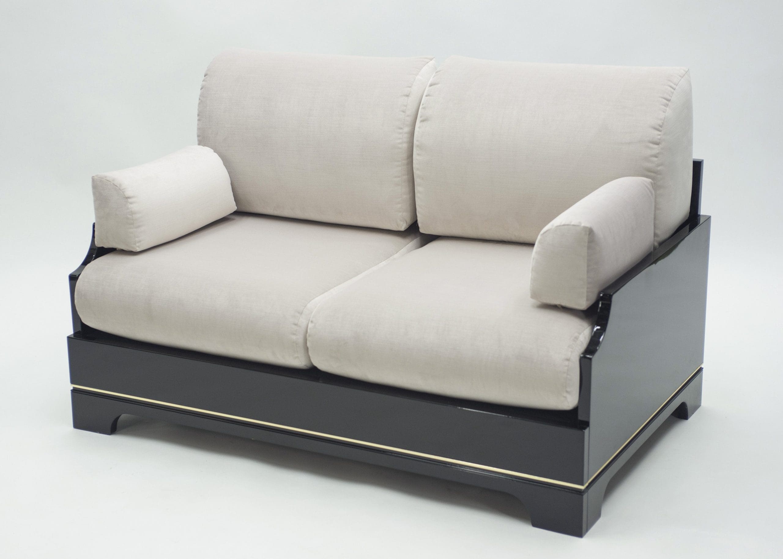 Ensemble de Salon Italien Laqué et en Laiton par Romeo Rega, Années 1970