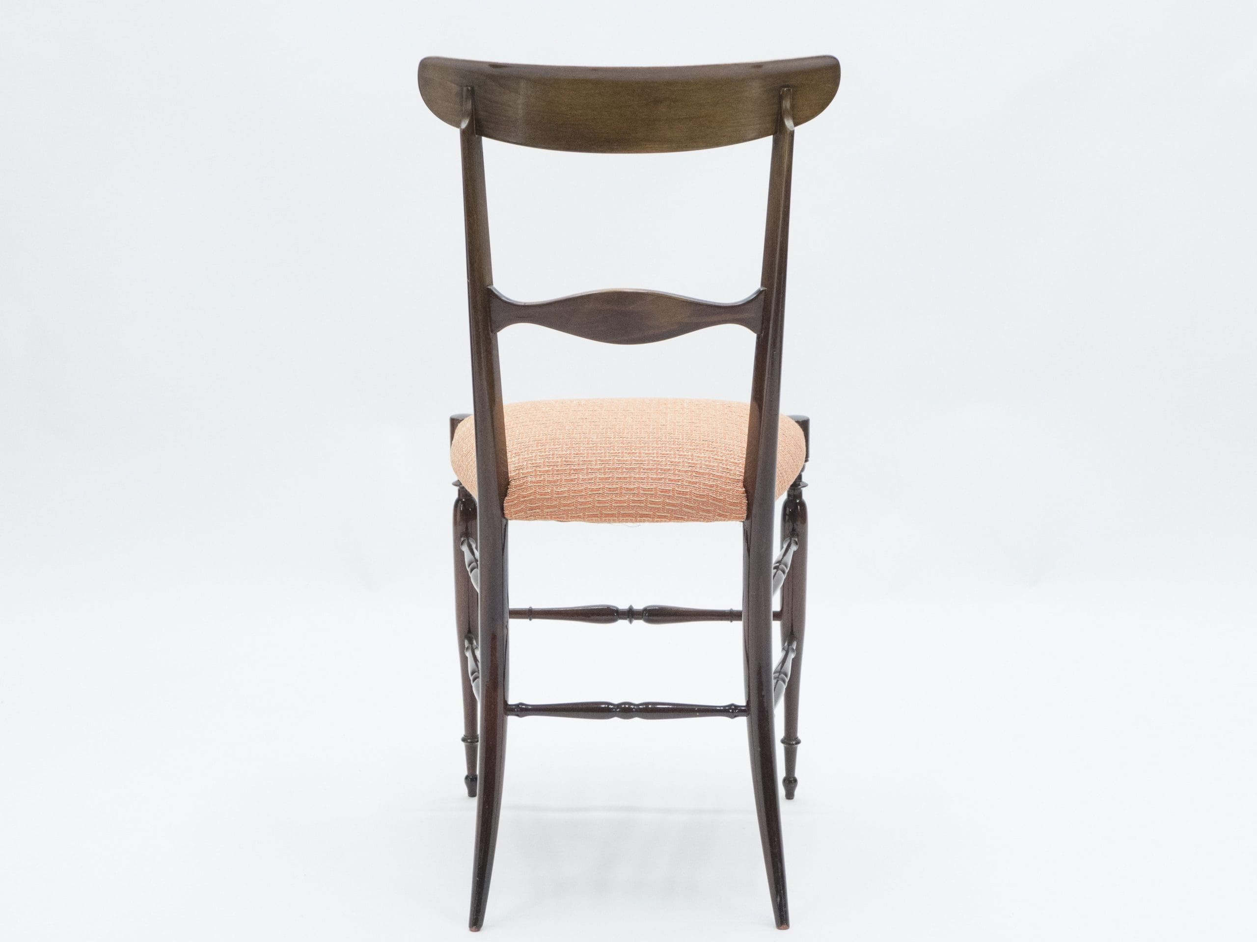 Ensemble rare de six chaises Campanino Chiavari en noyer par Fratelli Levaggi, 1950