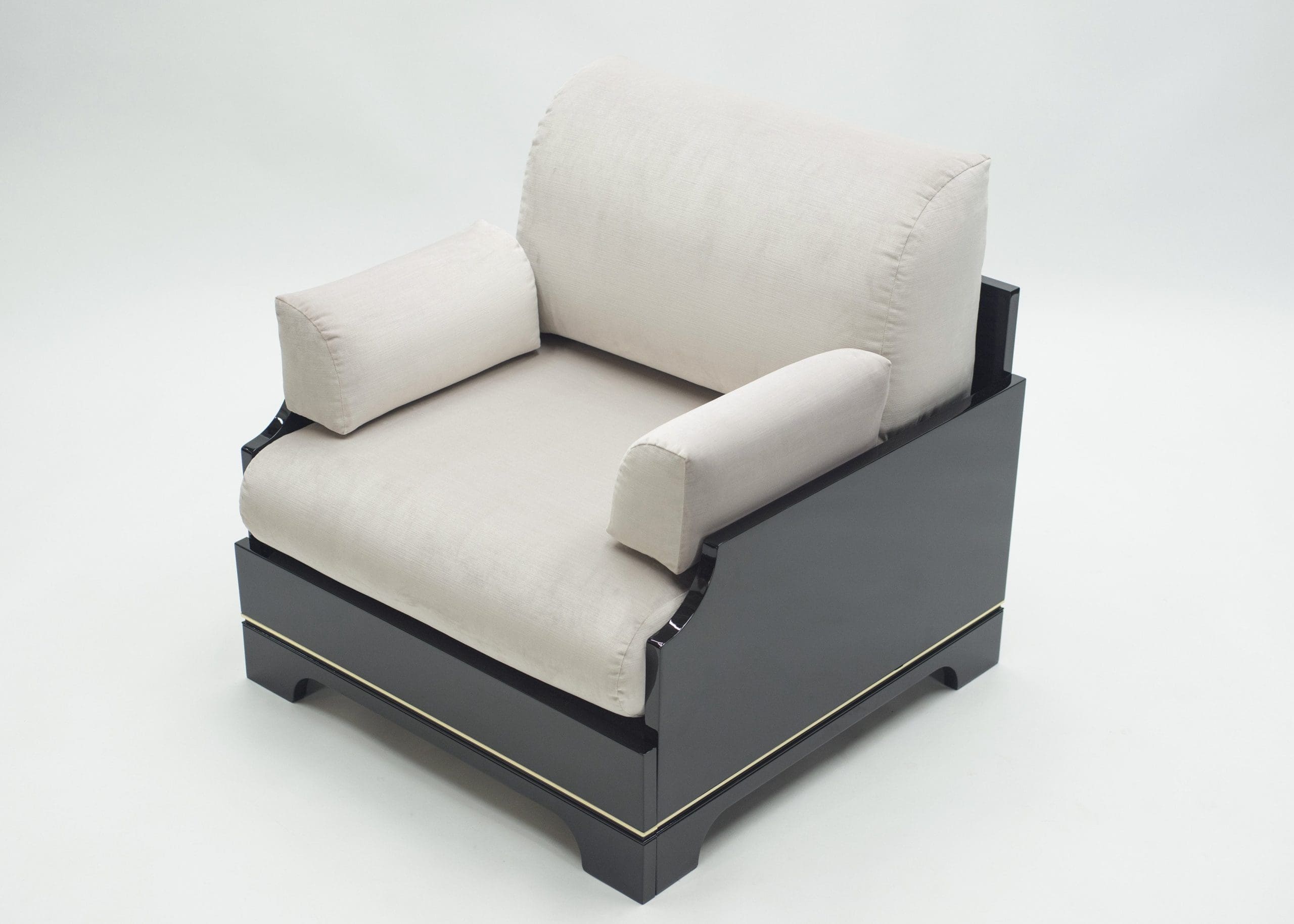 Ensemble de Salon Italien Laqué et en Laiton par Romeo Rega, Années 1970
