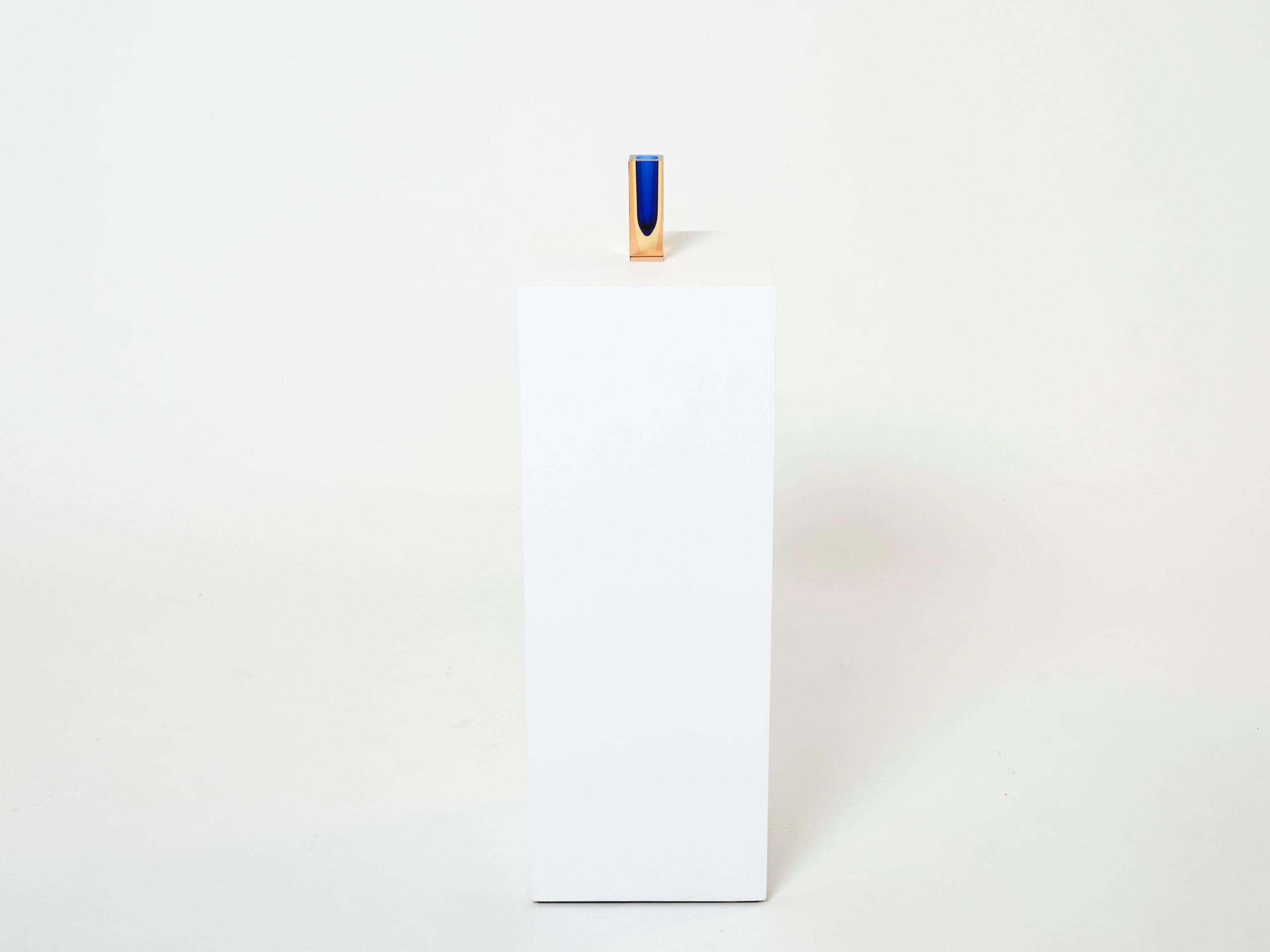 Vase Facetté Tricolore Sommerso en Verre Murano des Années 1970