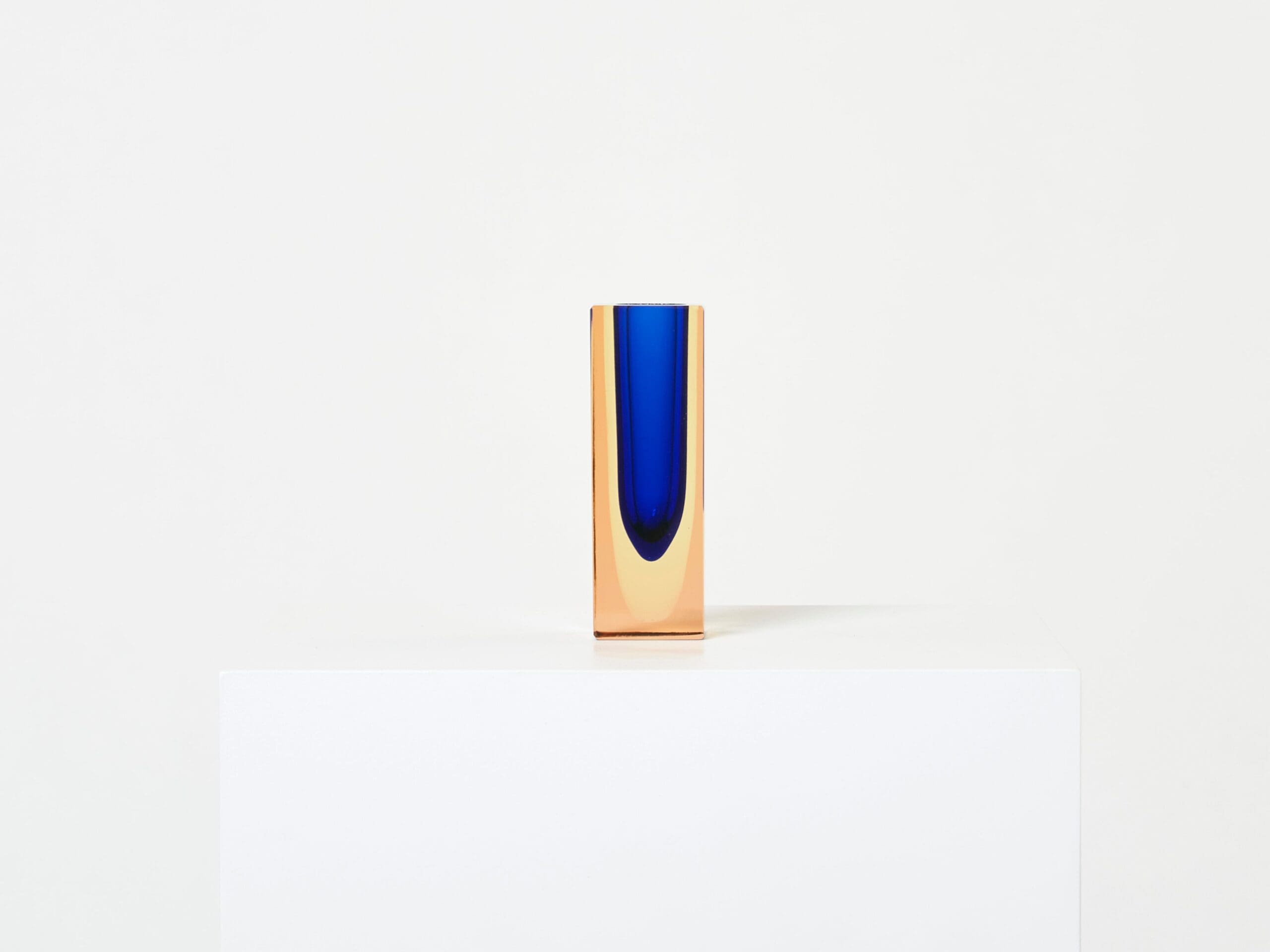 Vase Facetté Tricolore Sommerso en Verre Murano des Années 1970