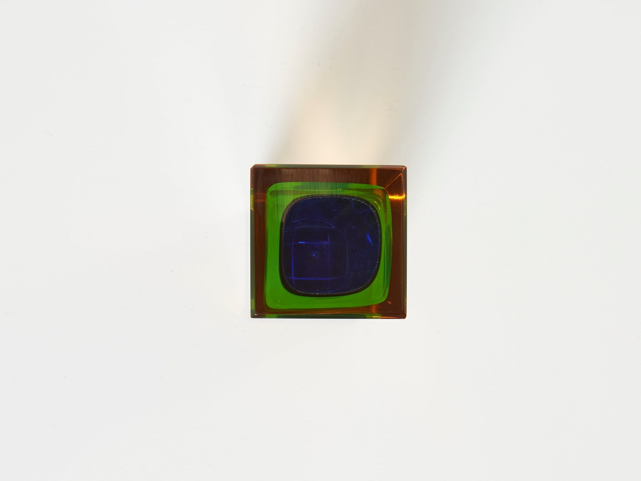 Vase Facetté Tricolore Sommerso en Verre Murano des Années 1970