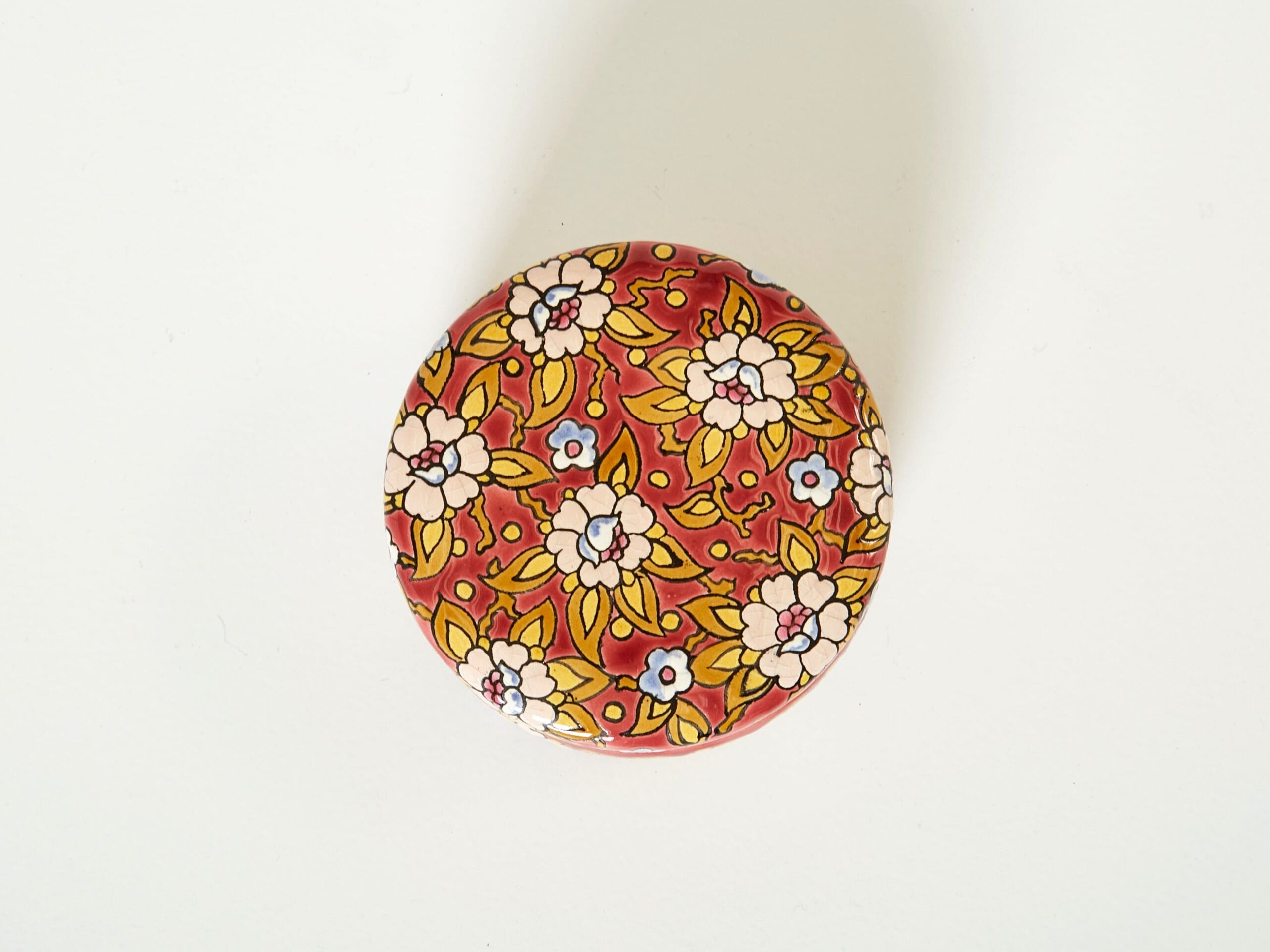 Boîte Art Déco Émaillée de Longwy, 1940 – Fleur Rouge