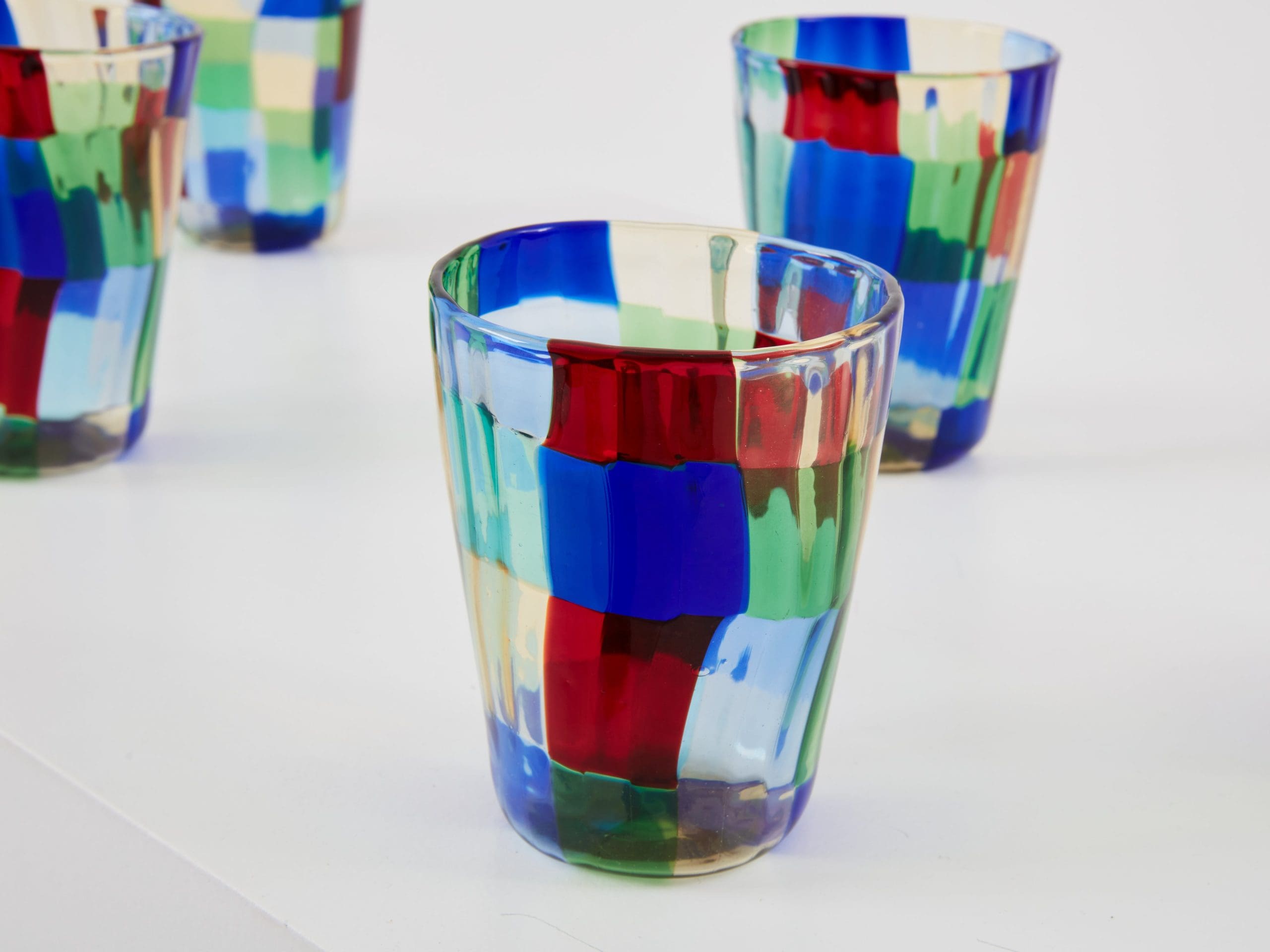 Set de 6 Verres Colorés en Verre Murano – Années 1980