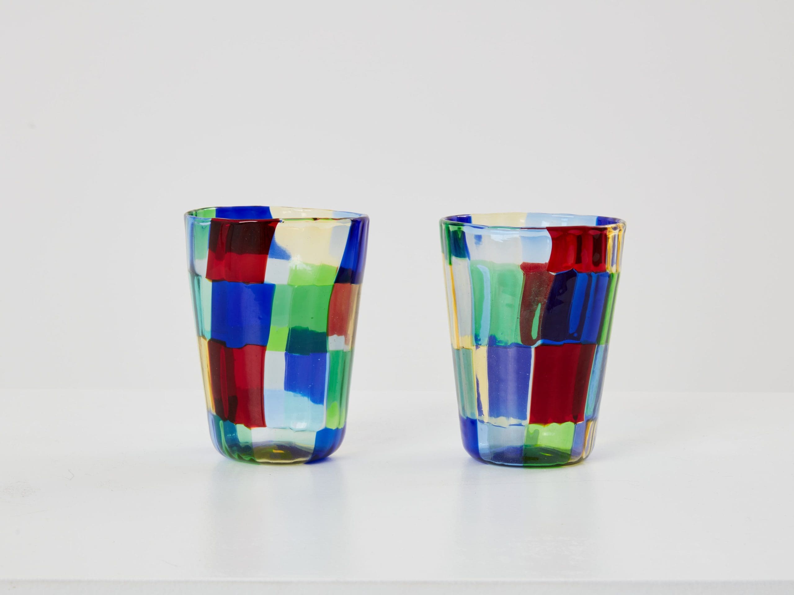 Set de 6 Verres Colorés en Verre Murano – Années 1980