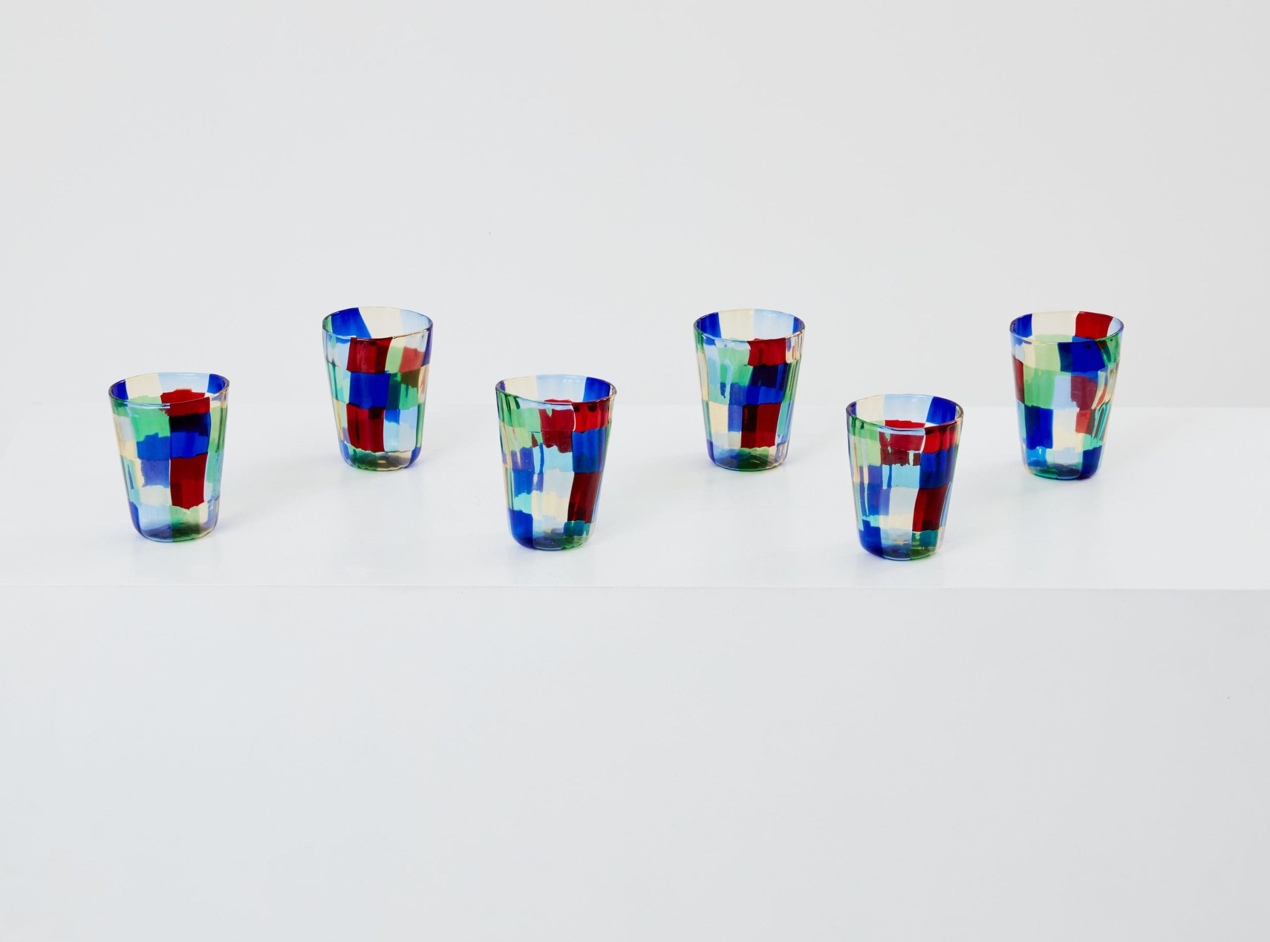 Set de 6 Verres Colorés en Verre Murano – Années 1980