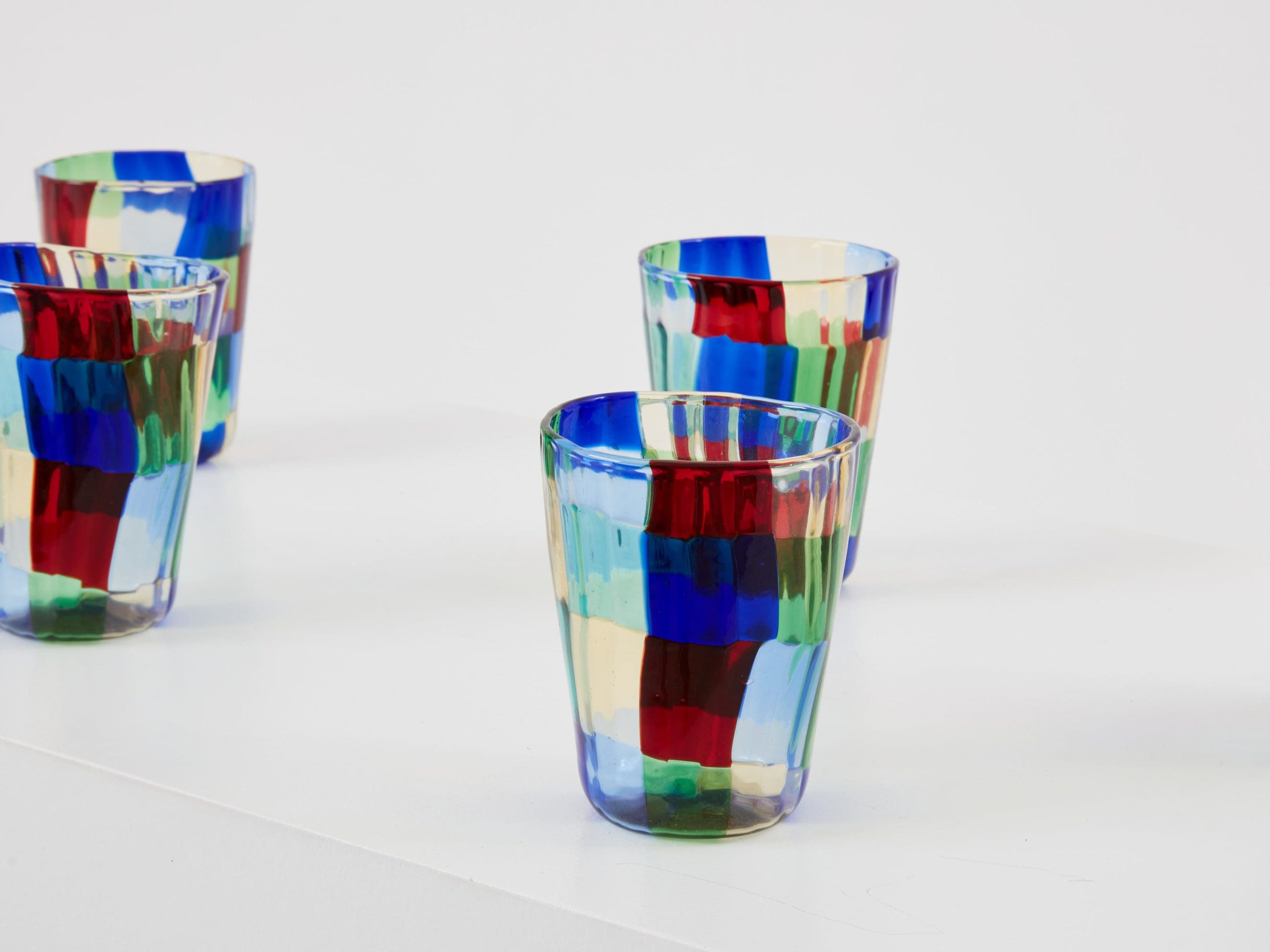 Set de 6 Verres Colorés en Verre Murano – Années 1980