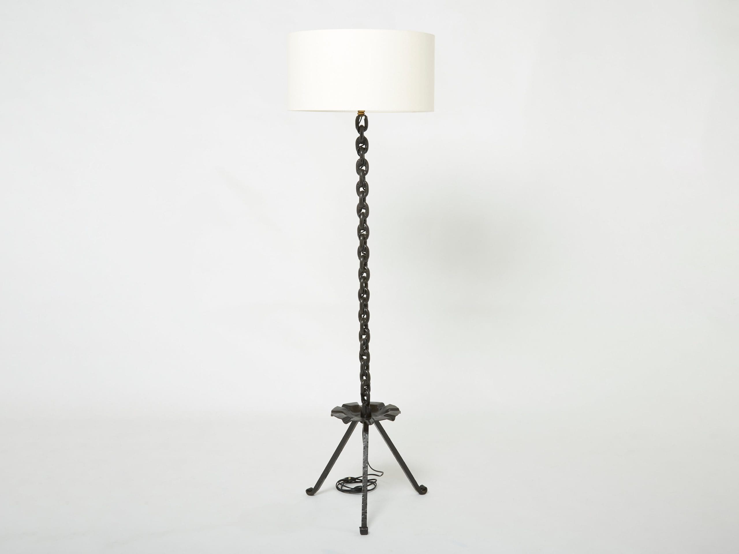 signed jacques vidal french mid century wrought iron floor lamp 1967