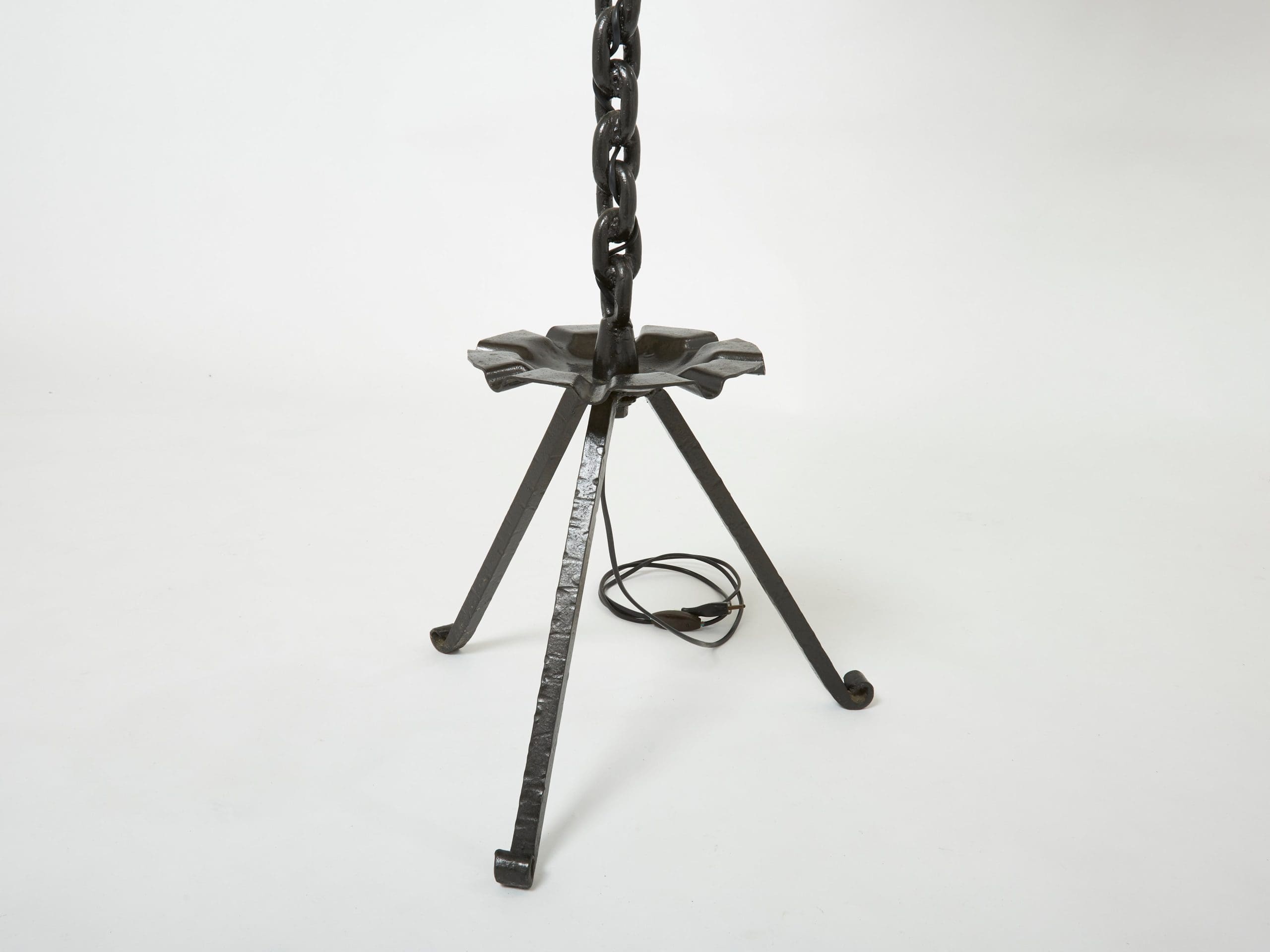 signed jacques vidal french mid century wrought iron floor lamp 1967