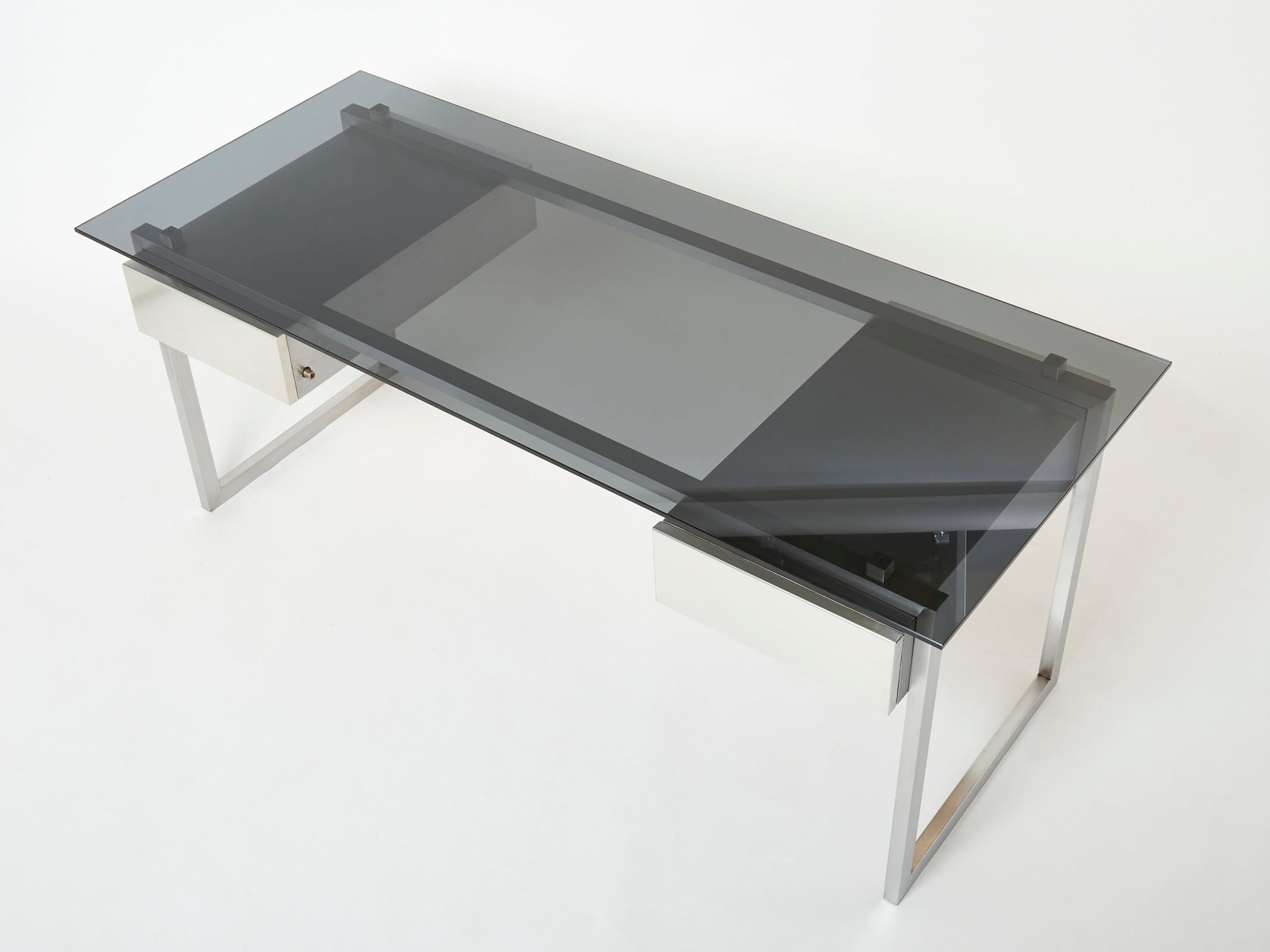 Bureau rare en acier inoxydable de Patrice Maffei pour Kappa, années 1970