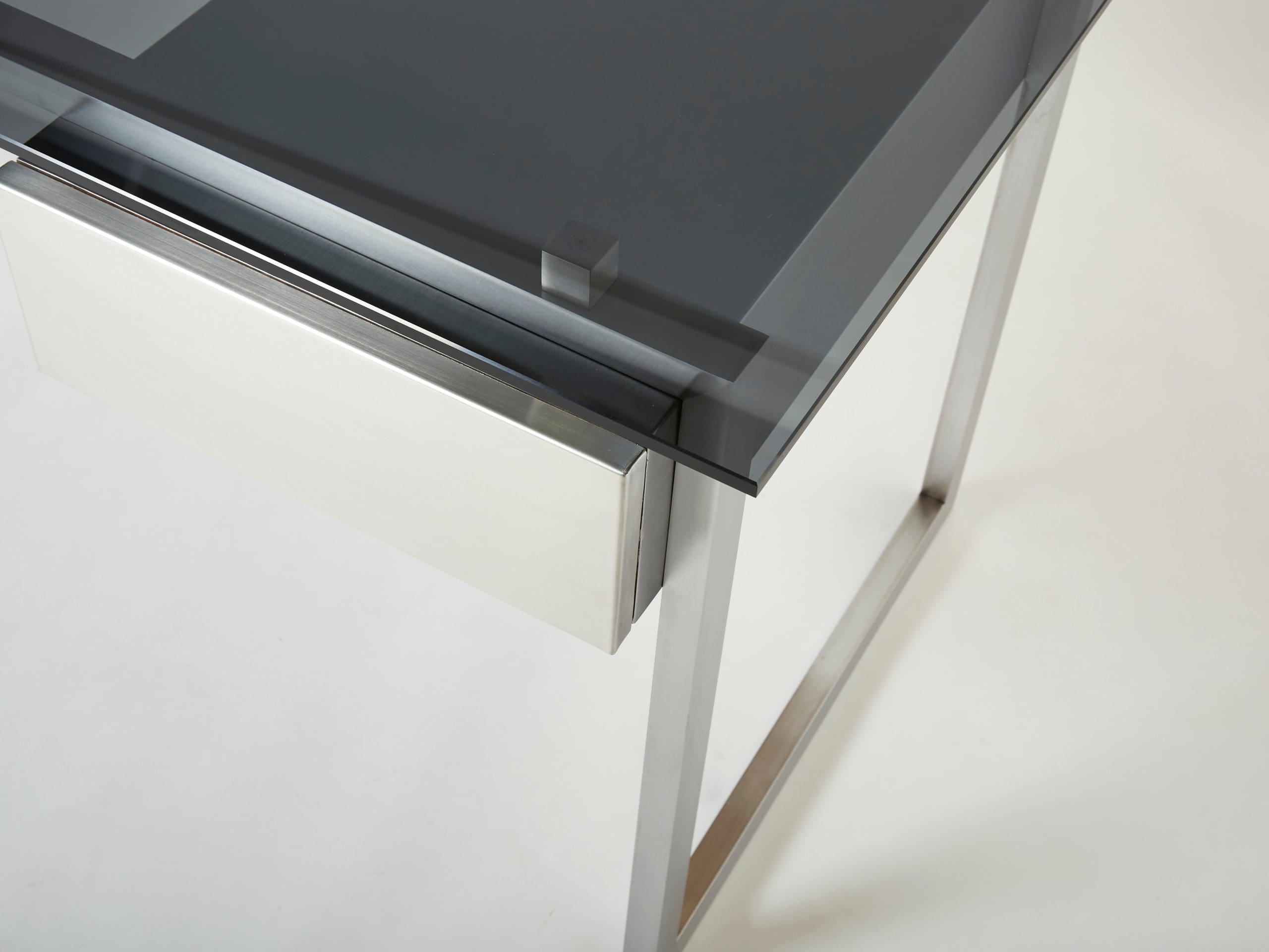 Bureau rare en acier inoxydable de Patrice Maffei pour Kappa, années 1970