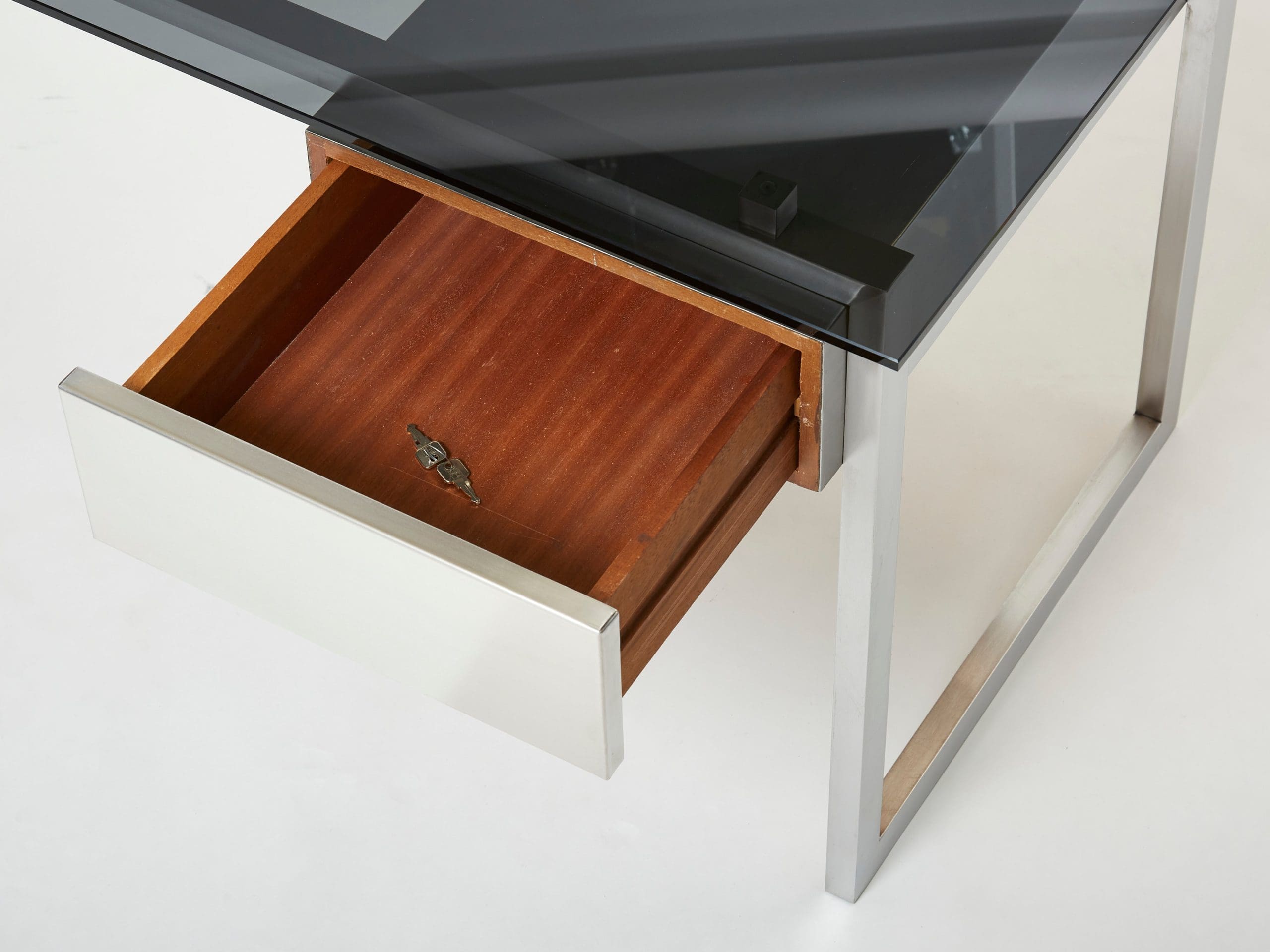 Bureau rare en acier inoxydable de Patrice Maffei pour Kappa, années 1970