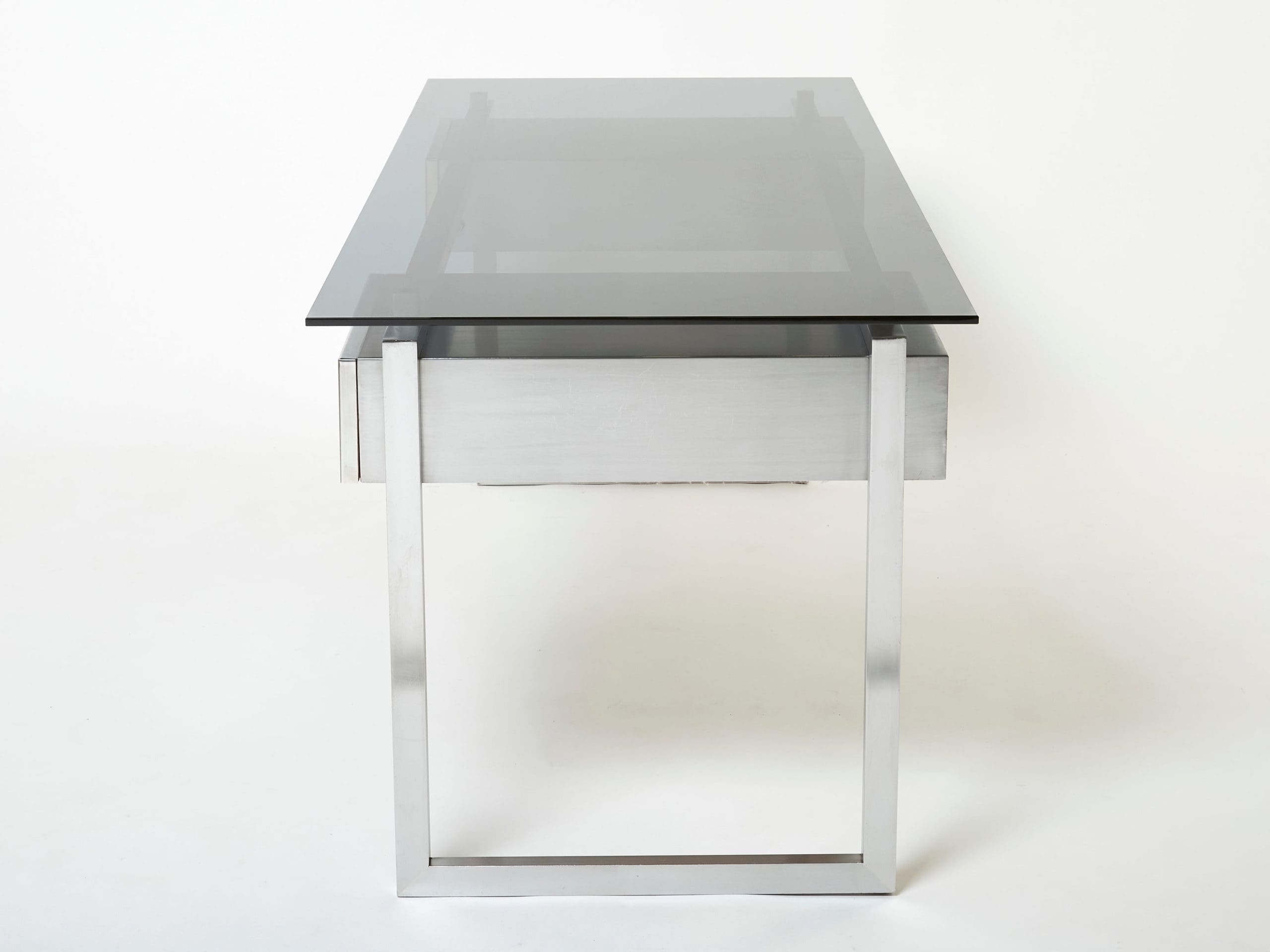 Bureau rare en acier inoxydable de Patrice Maffei pour Kappa, années 1970