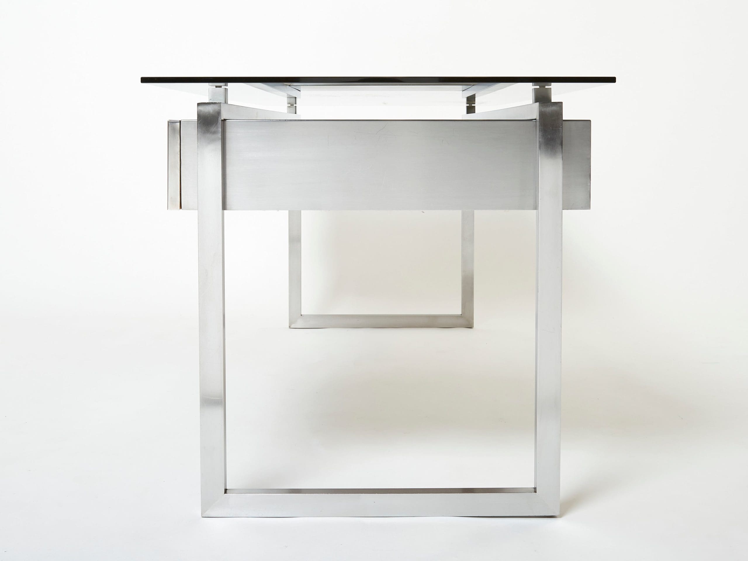 Bureau rare en acier inoxydable de Patrice Maffei pour Kappa, années 1970