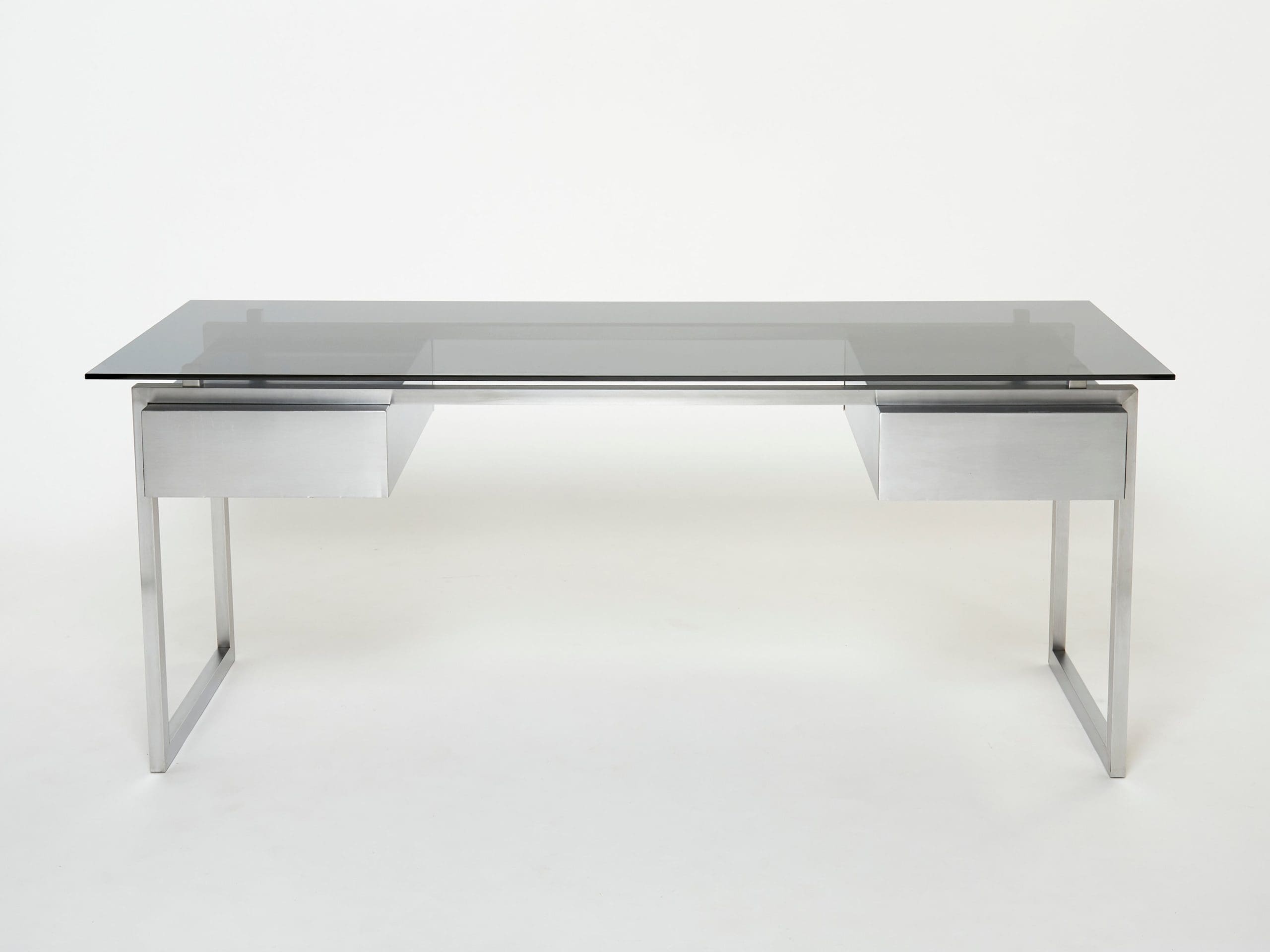 Bureau rare en acier inoxydable de Patrice Maffei pour Kappa, années 1970