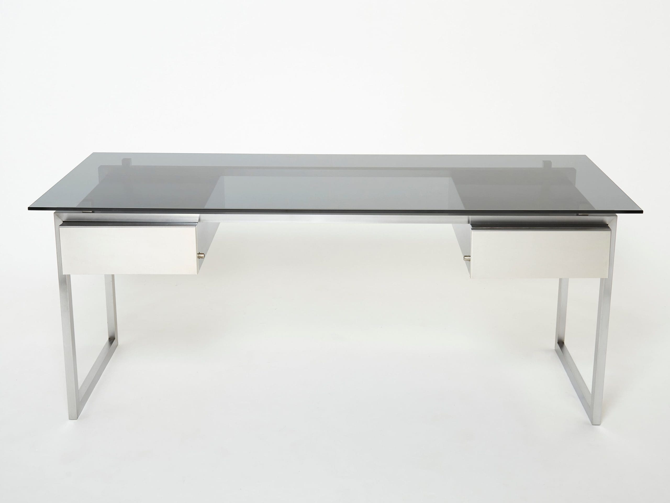 Bureau rare en acier inoxydable de Patrice Maffei pour Kappa, années 1970