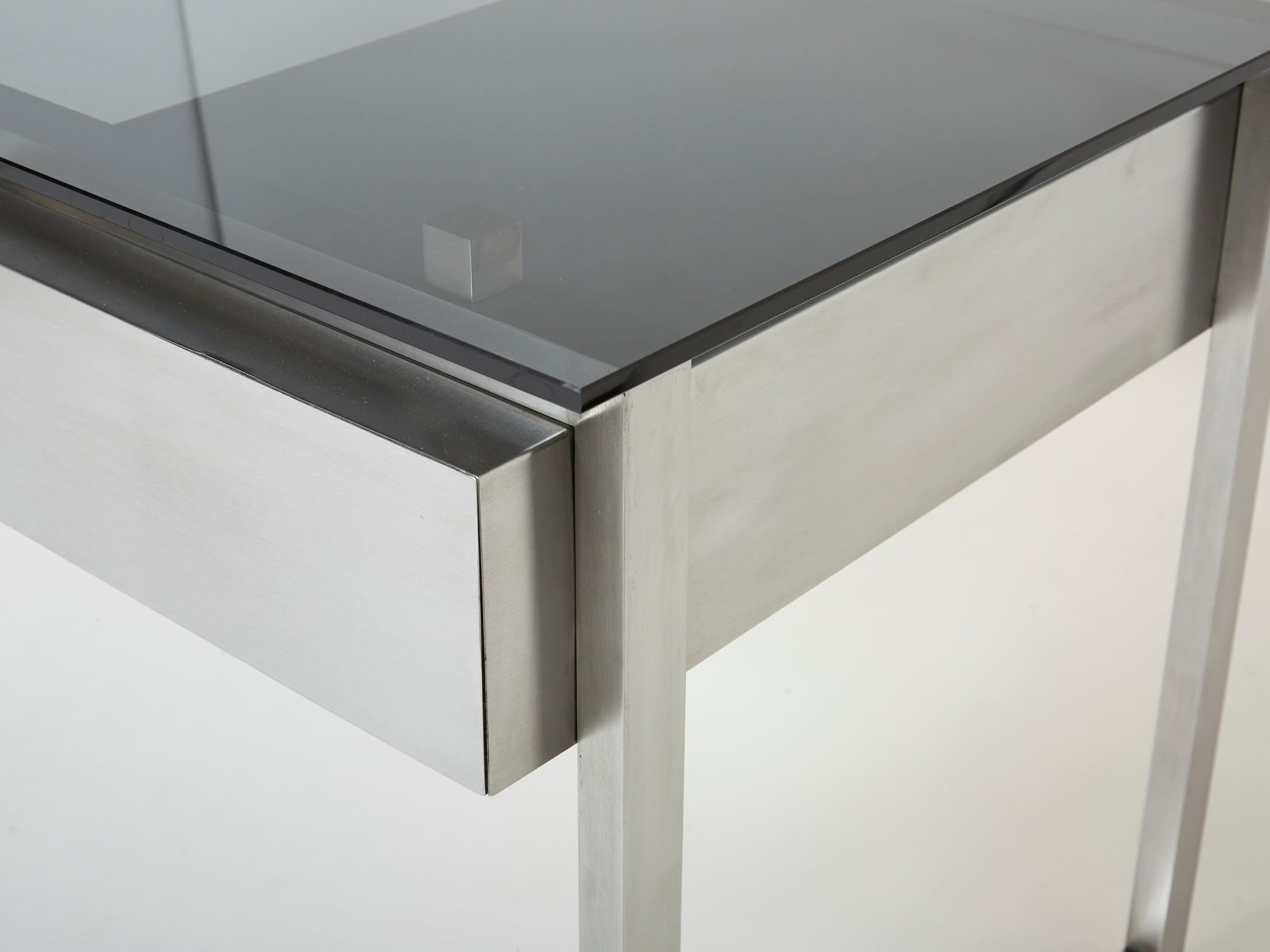 Bureau rare en acier inoxydable de Patrice Maffei pour Kappa, années 1970