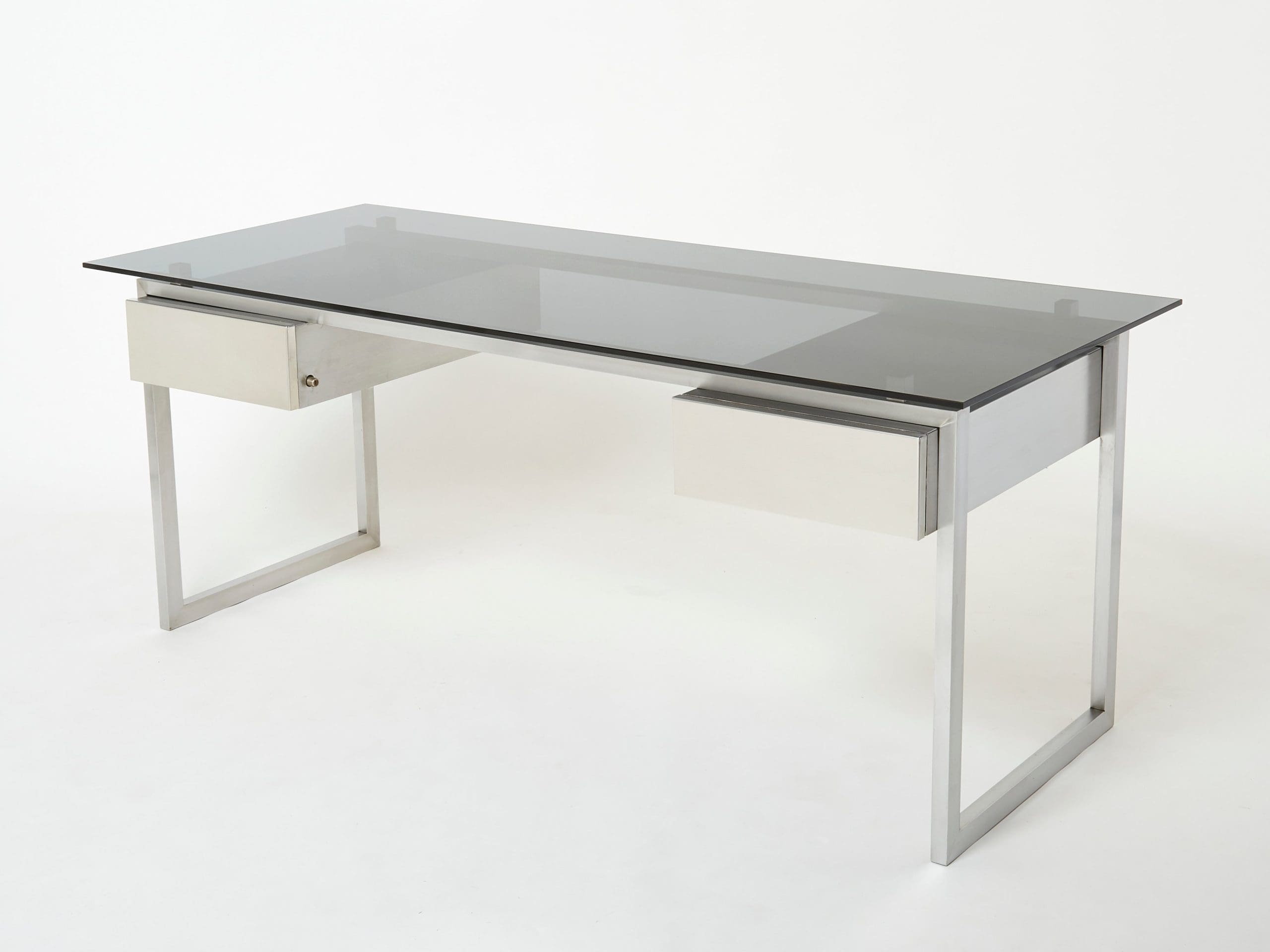 Bureau rare en acier inoxydable de Patrice Maffei pour Kappa, années 1970