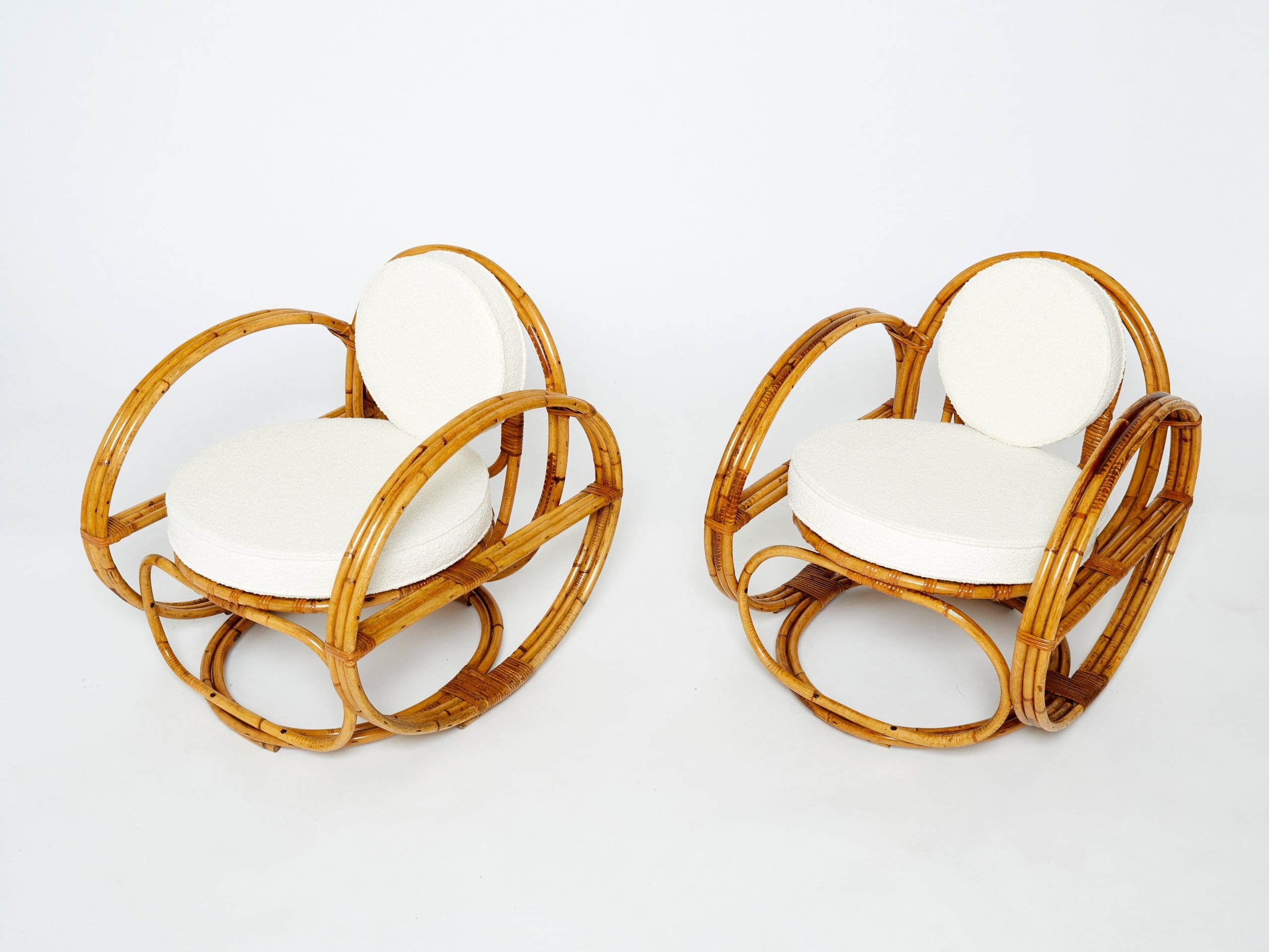 Paire de Fauteuils en Bambou – Années 1960
