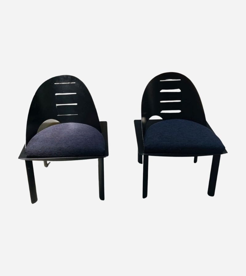 Paire de Chaises en Métal Laqué Noir par Patrice Bonneau