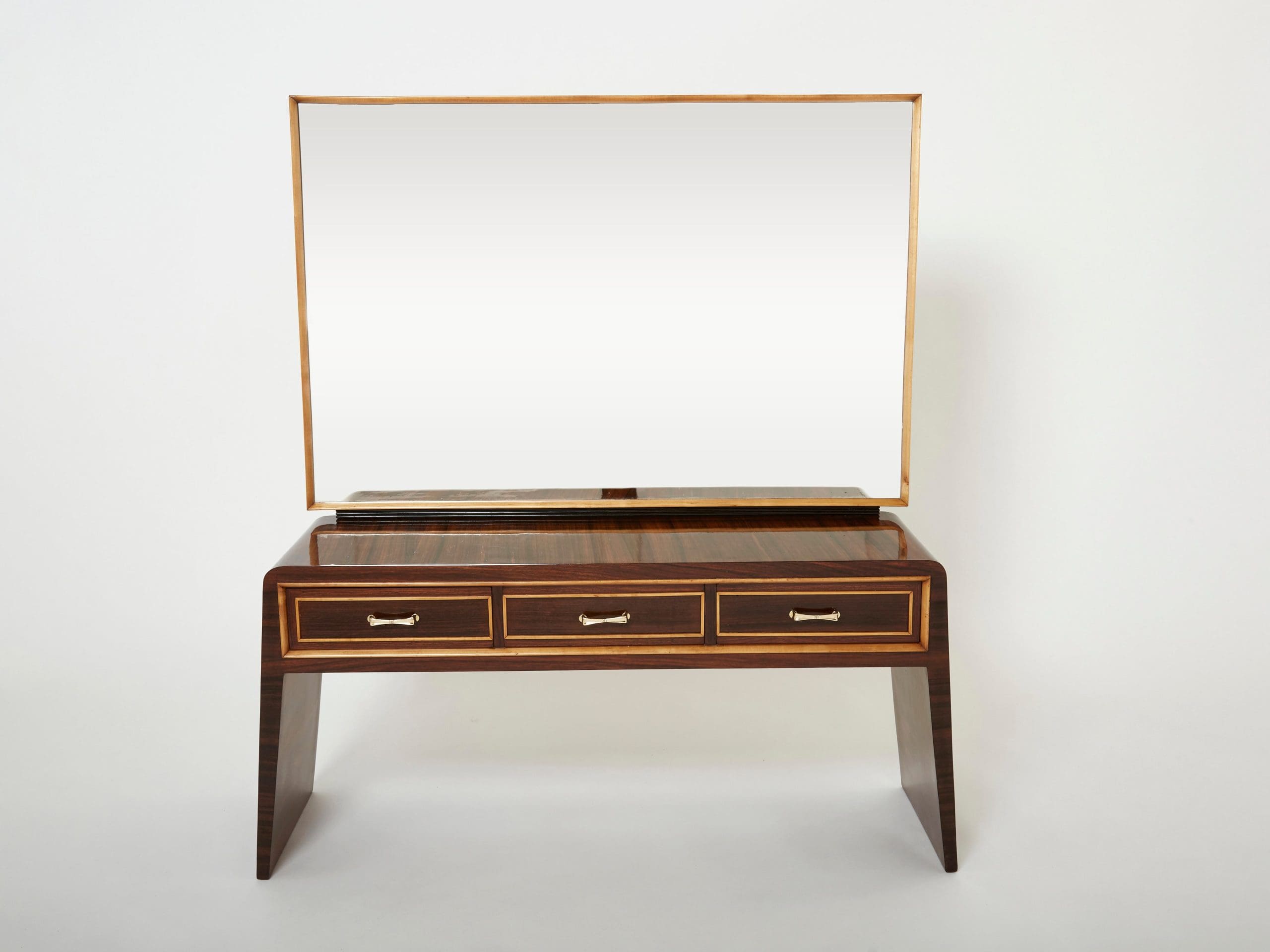 Coiffeuse Vintage en Palissandre, Sycomore et Laiton par Paolo Buffa, 1940s