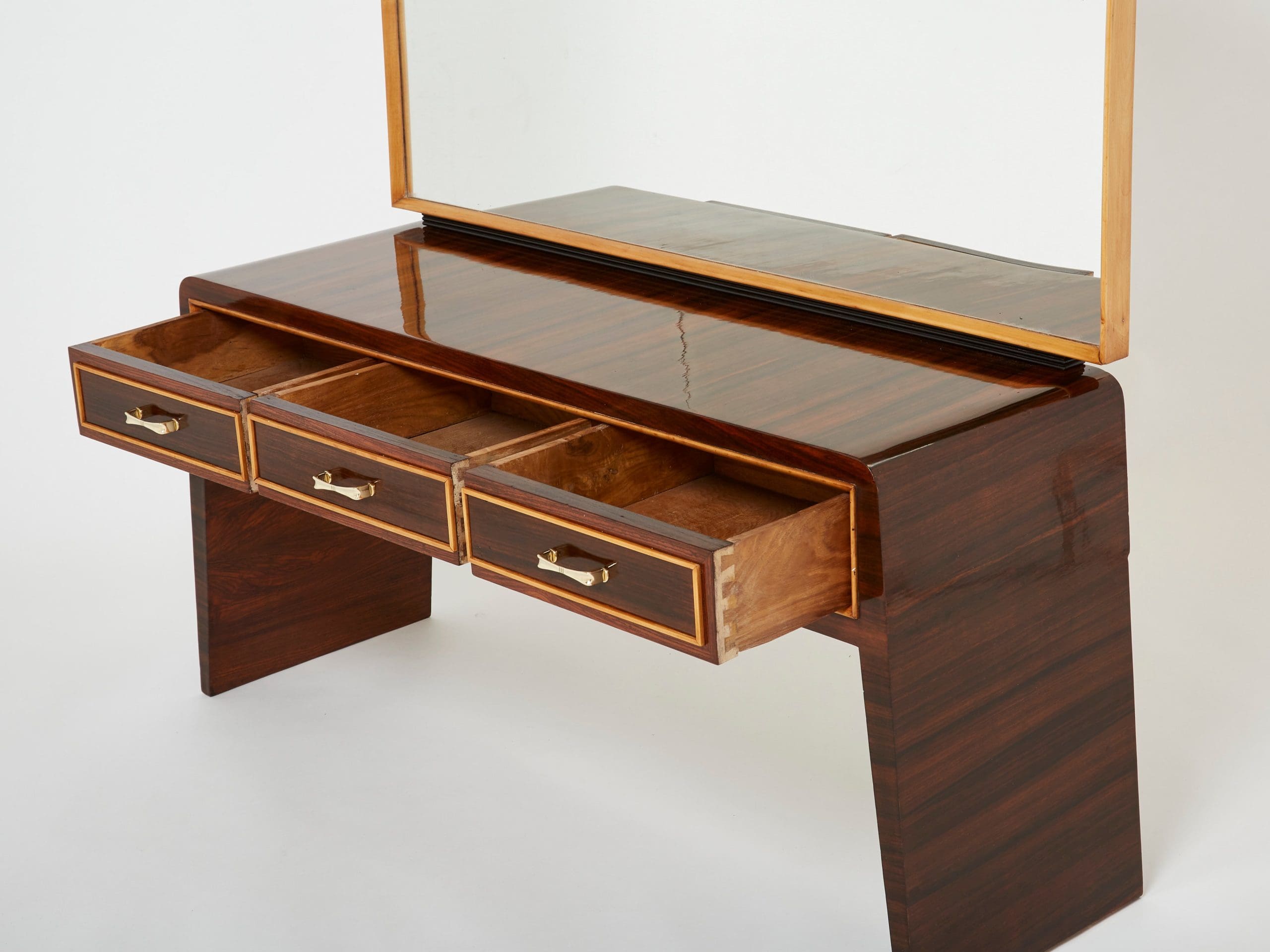 Coiffeuse Vintage en Palissandre, Sycomore et Laiton par Paolo Buffa, 1940s