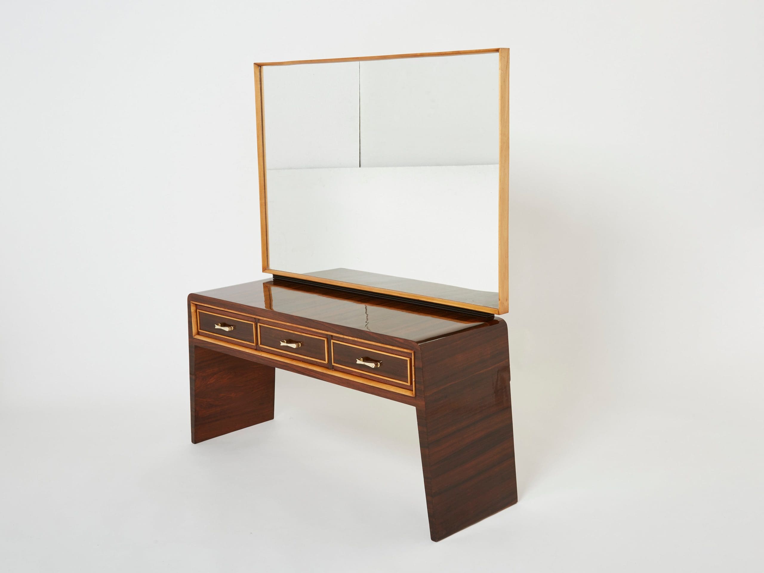 Coiffeuse Vintage en Palissandre, Sycomore et Laiton par Paolo Buffa, 1940s