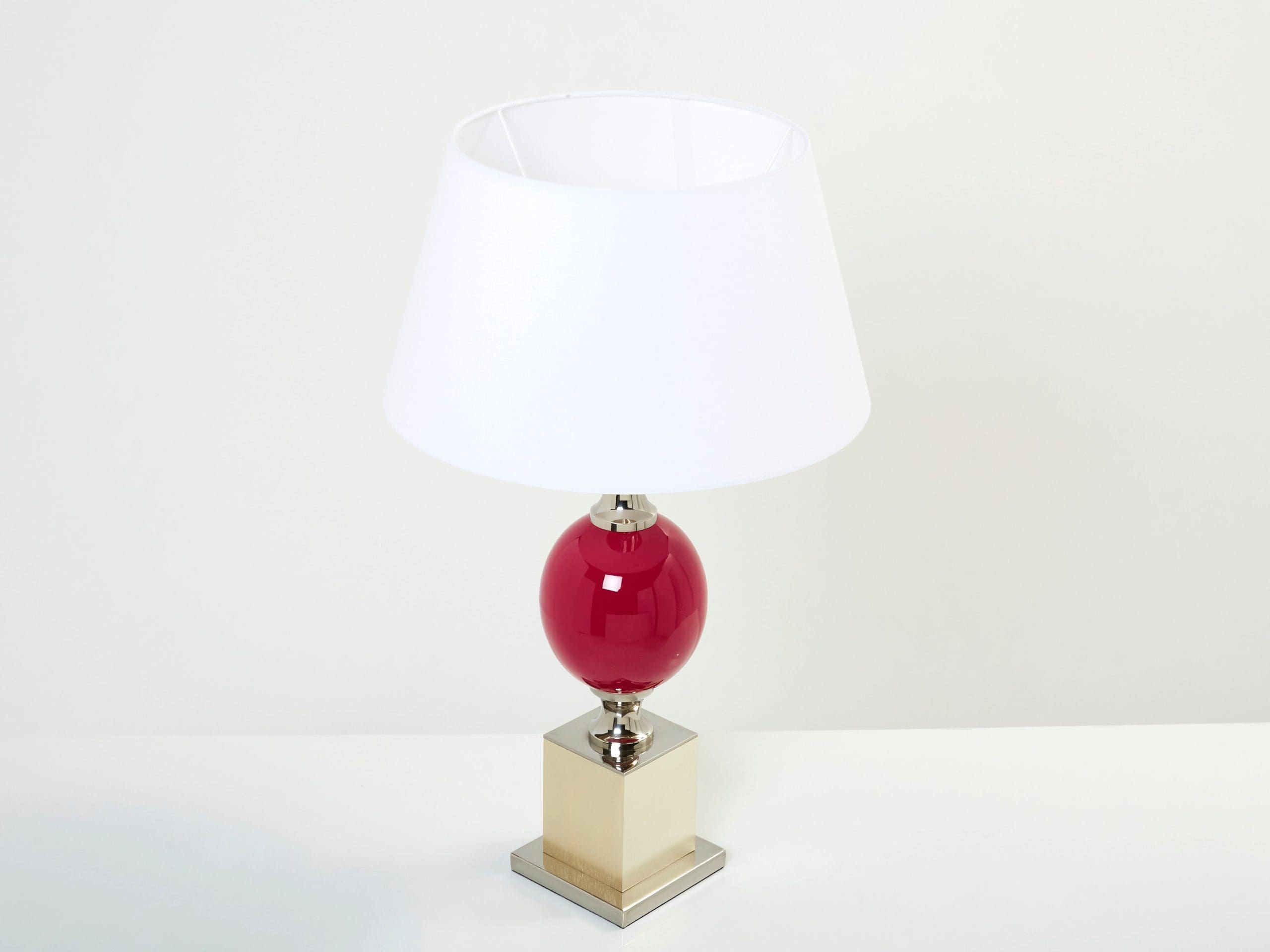 Paire de Lampes de Table en Céramique Émaillée Fuchsia par Philippe Barbier, Années 1970