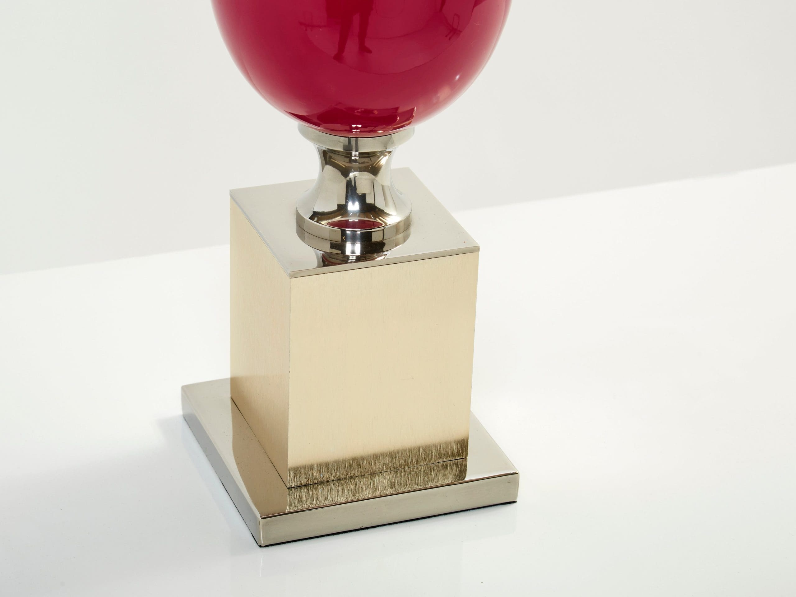 Paire de Lampes de Table en Céramique Émaillée Fuchsia par Philippe Barbier, Années 1970