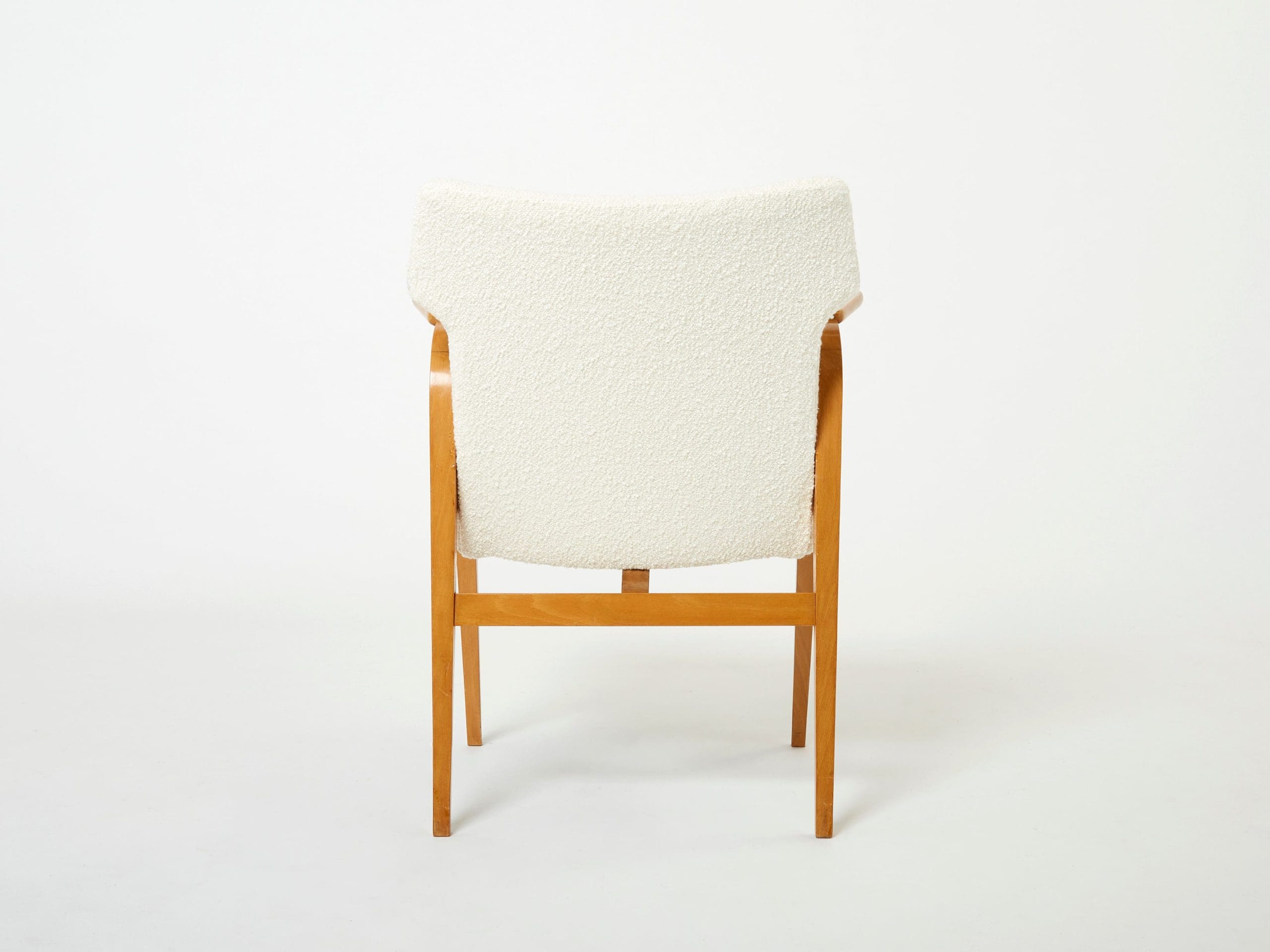 Fauteuils Compas Roger Landault – Chêne Français & Bouclé de Laine, Années 1950