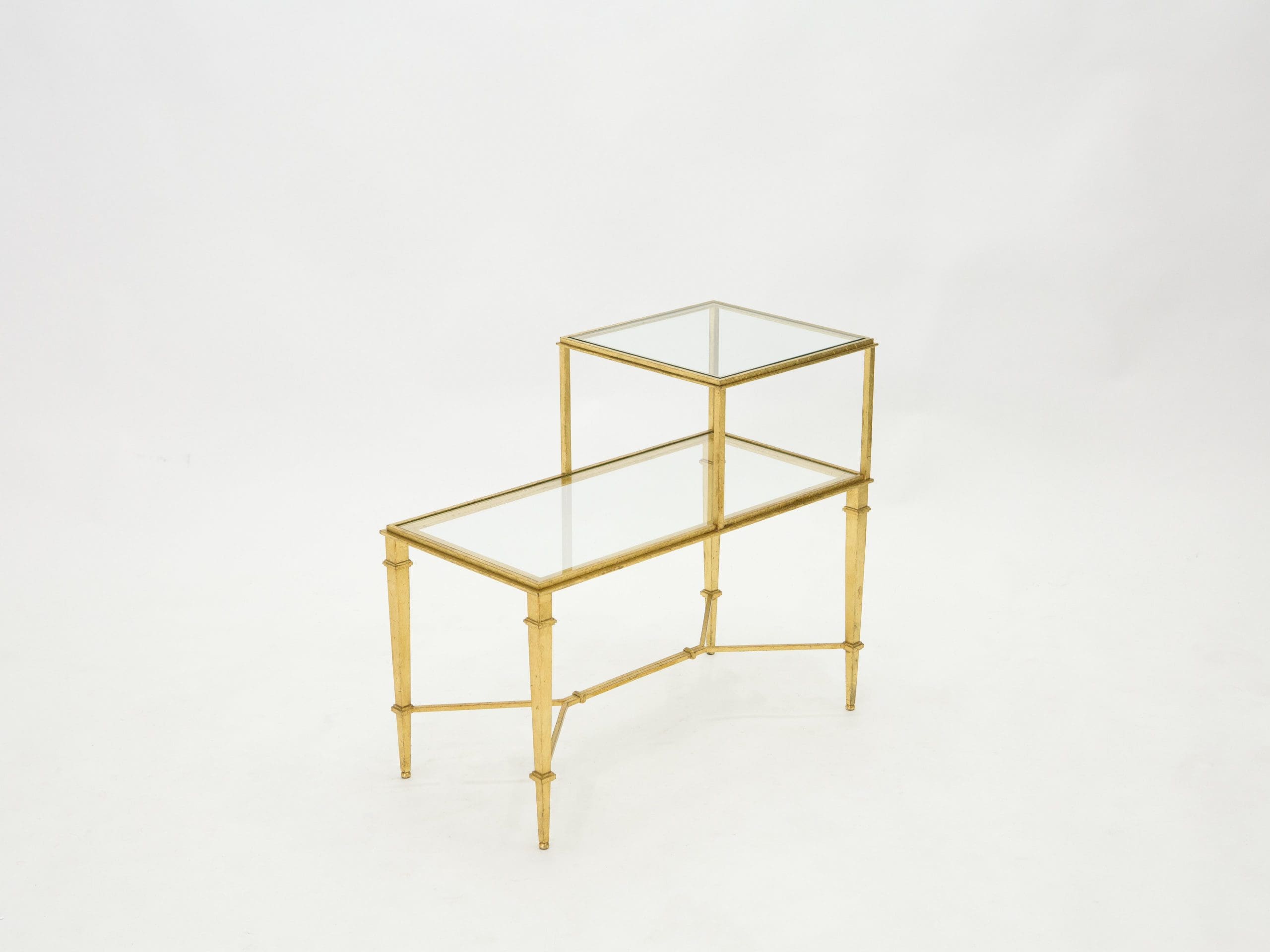 Table d’Appoint Roger Thibier : Chef-d’œuvre en Fer Forgé Doré des Années 60