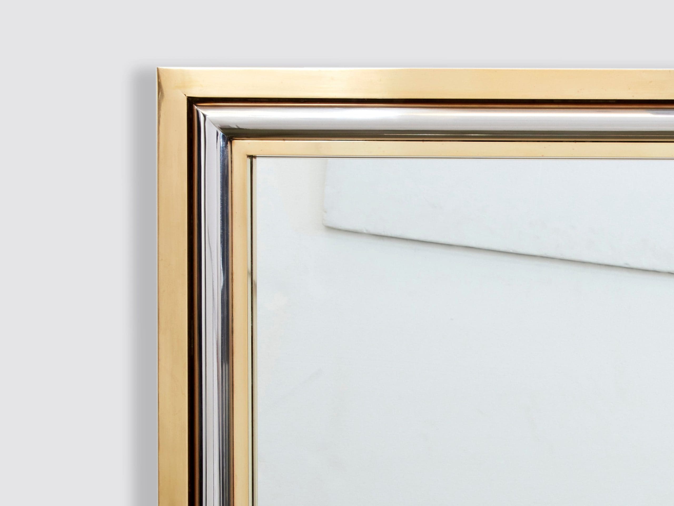 Miroir Carré en Laiton et Chrome par Romeo Rega pour Metalarte, 1970s