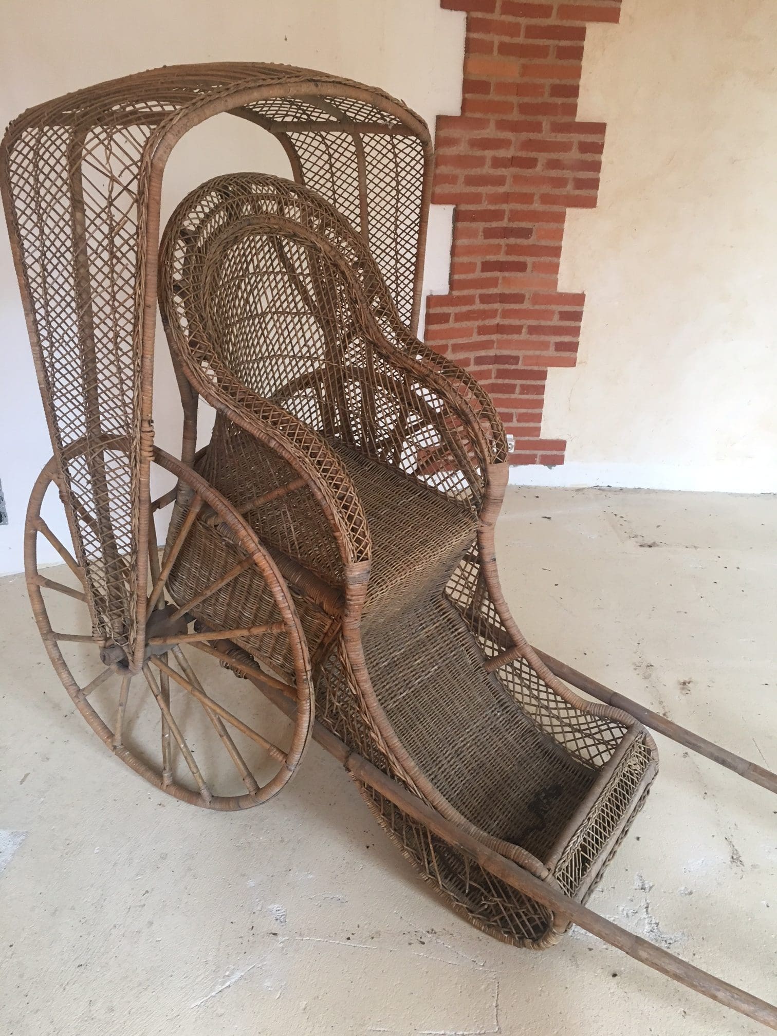Rickshaw / Pousse-Pousse en Bambou des Années 70