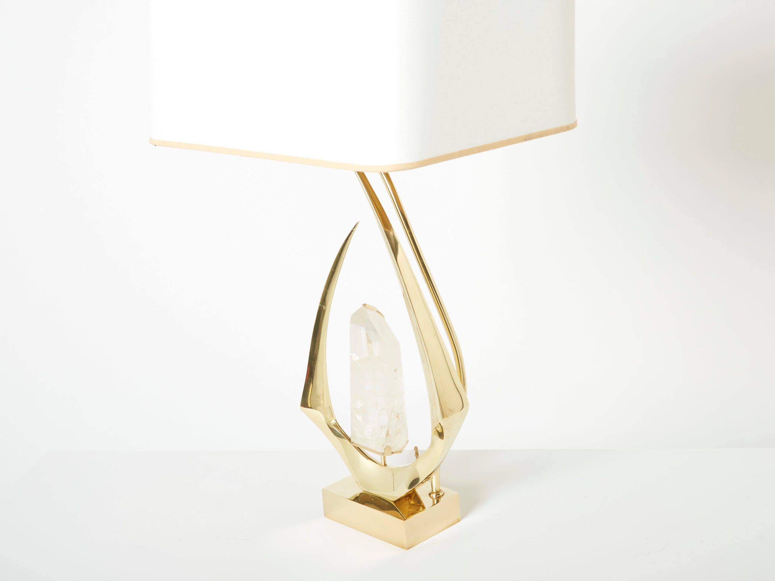 pair of signed willy daro brass rock crystal table lamps 1970