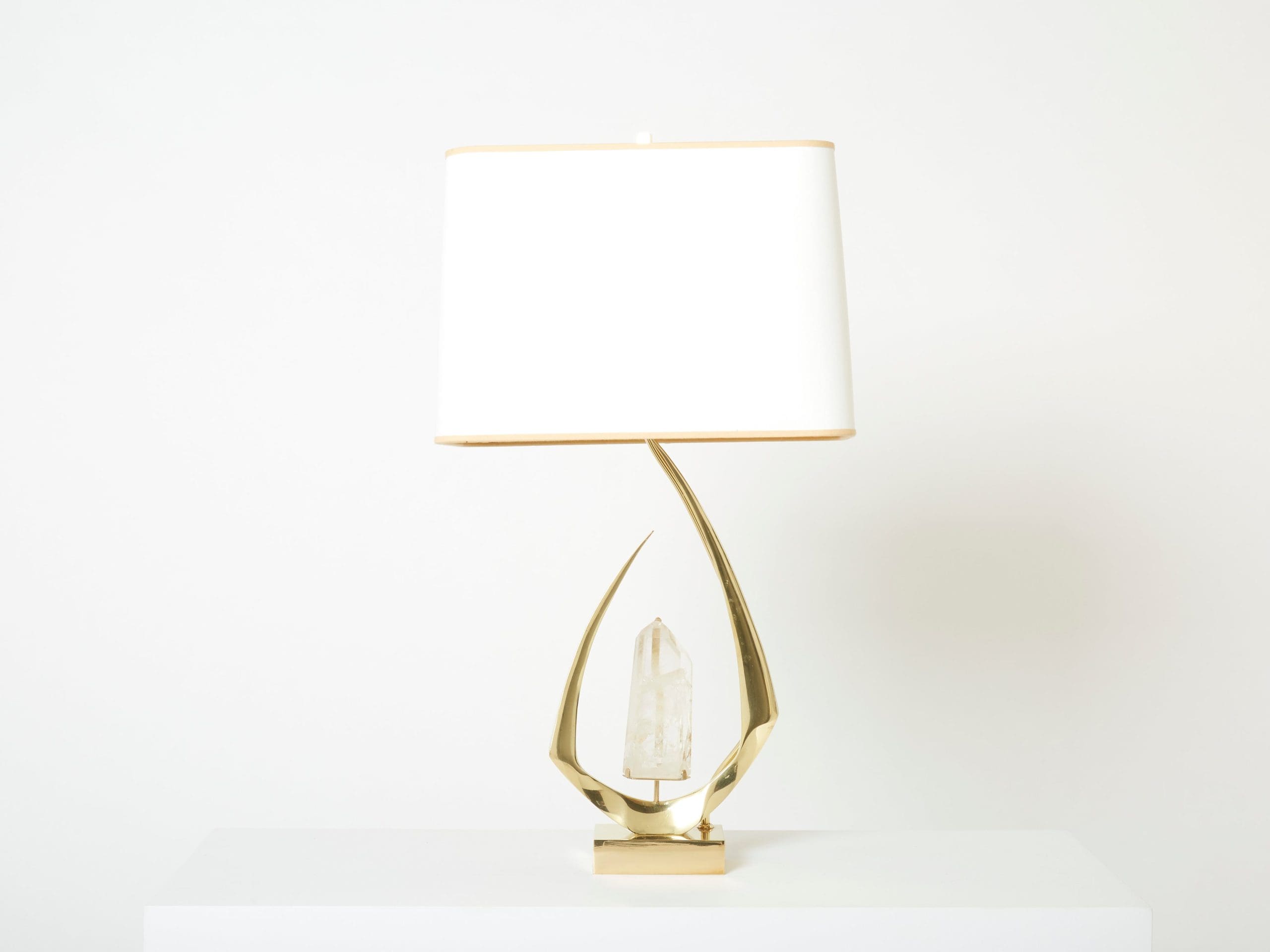 pair of signed willy daro brass rock crystal table lamps 1970