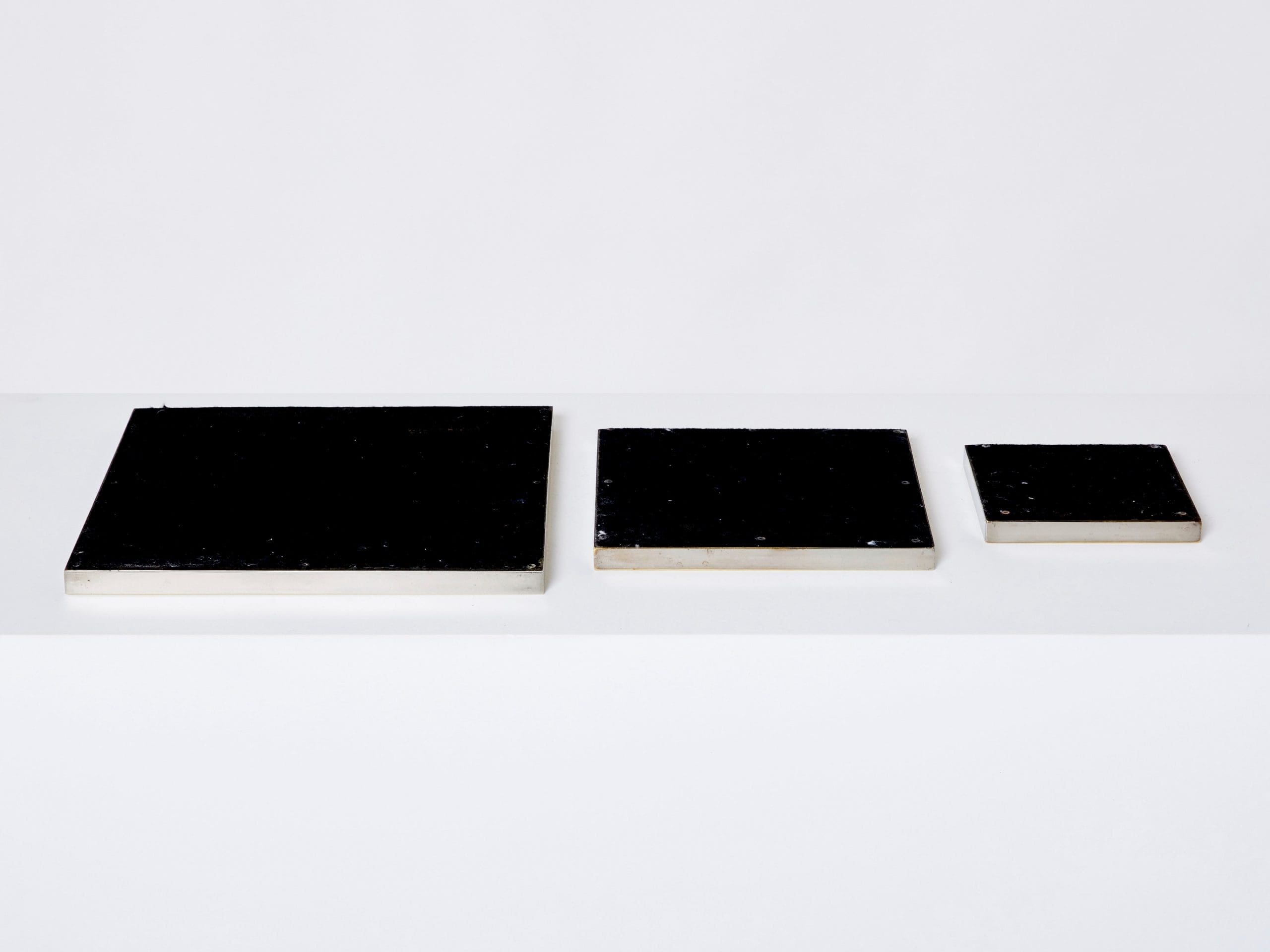 Ensemble de Plateaux Gigognes en Acier et Laiton par Willy Rizzo, Années 1970