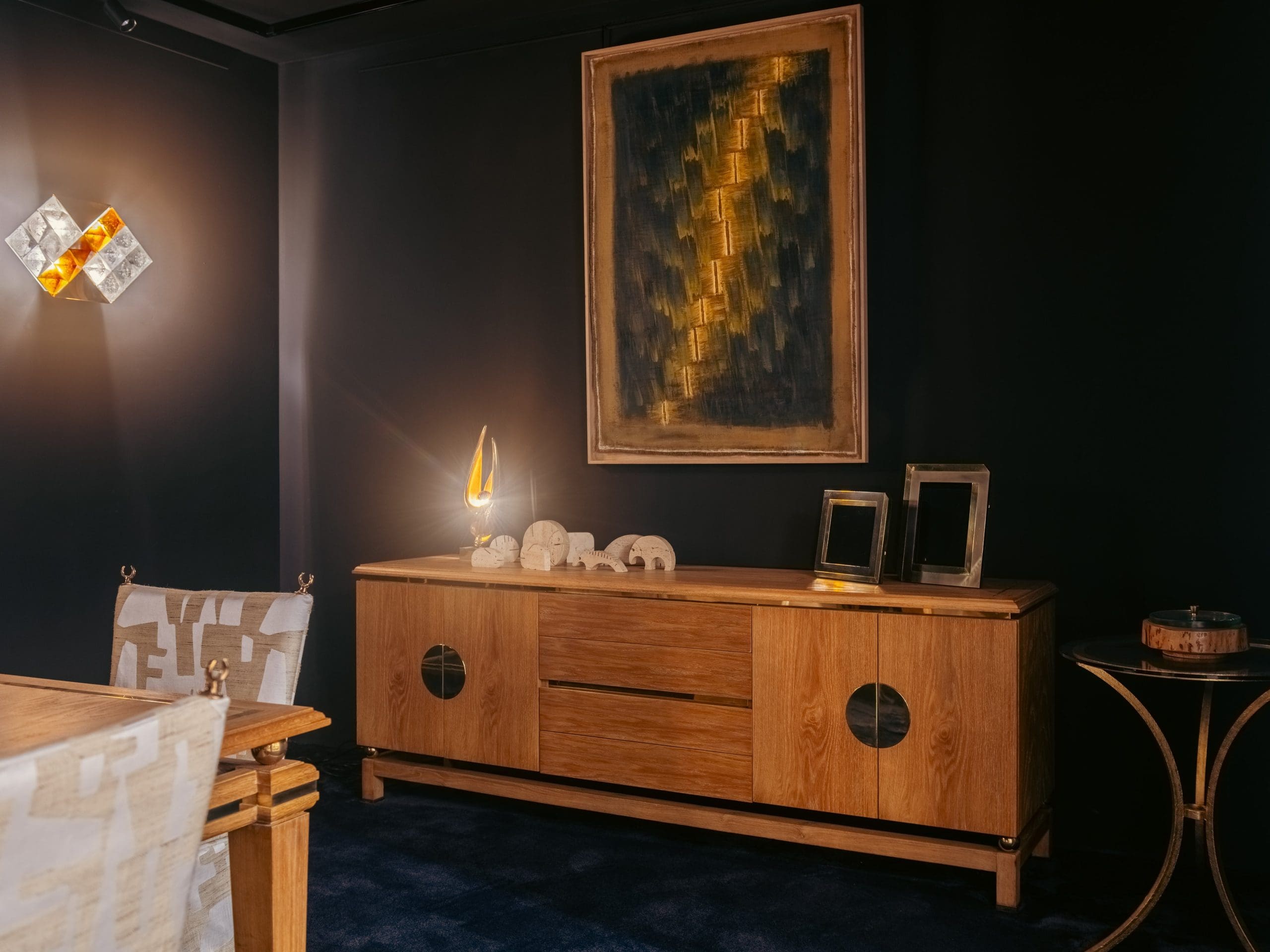 Buffet en Chêne Cérusé et Laiton par Tommaso Barbi, Années 1970