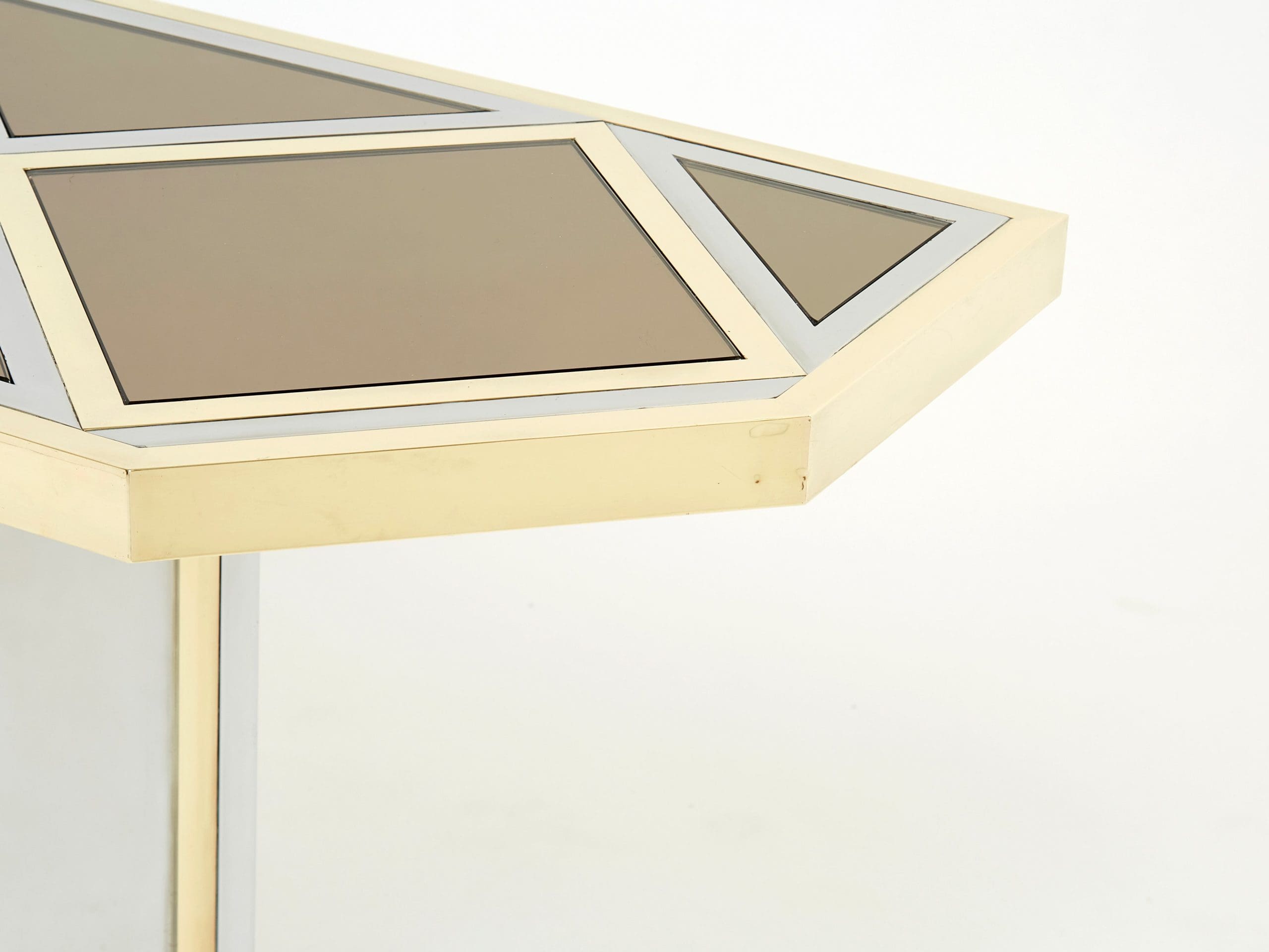 brass chrome steel mirrored console table by romeo rega 1970s