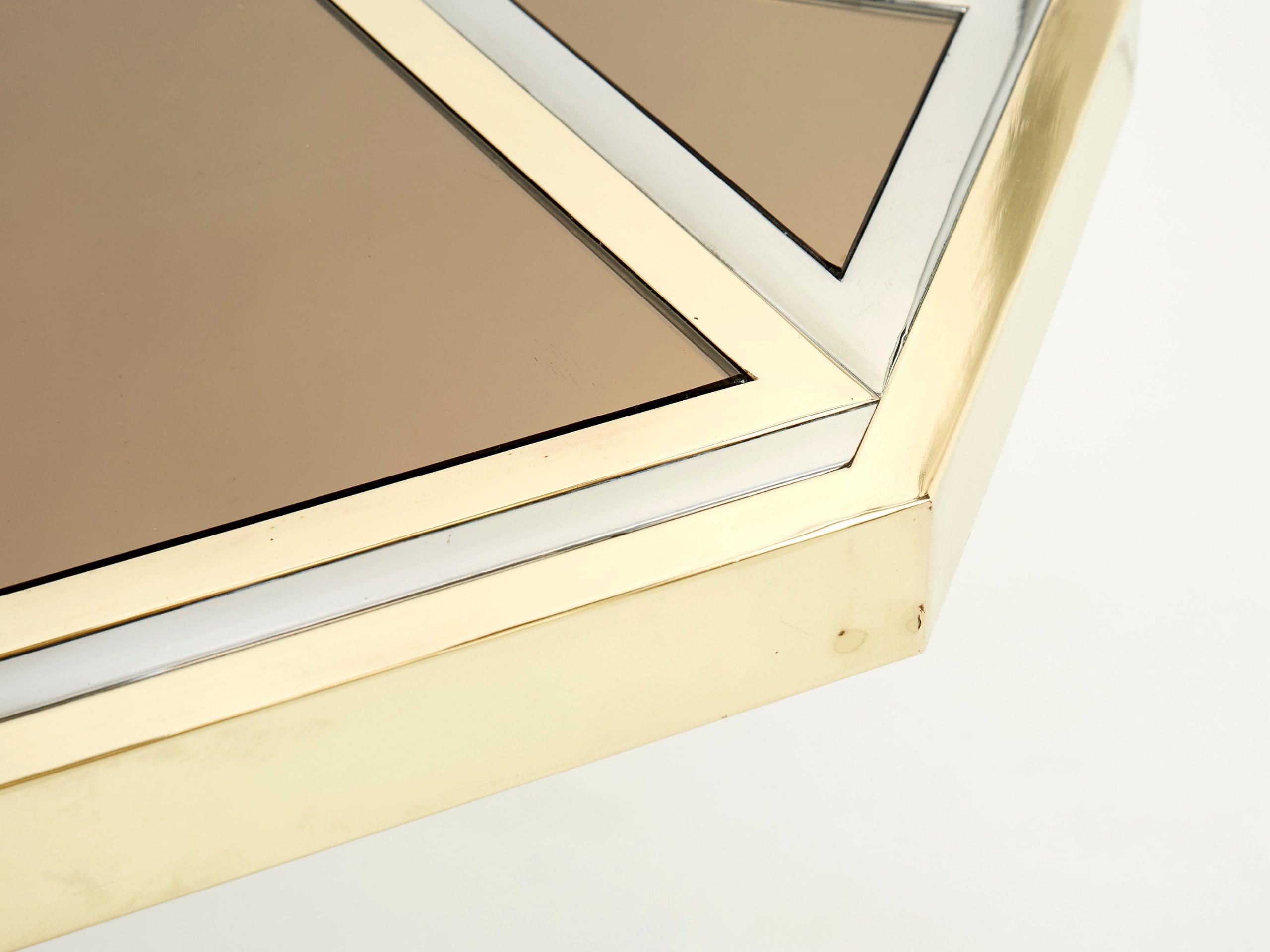 brass chrome steel mirrored console table by romeo rega 1970s