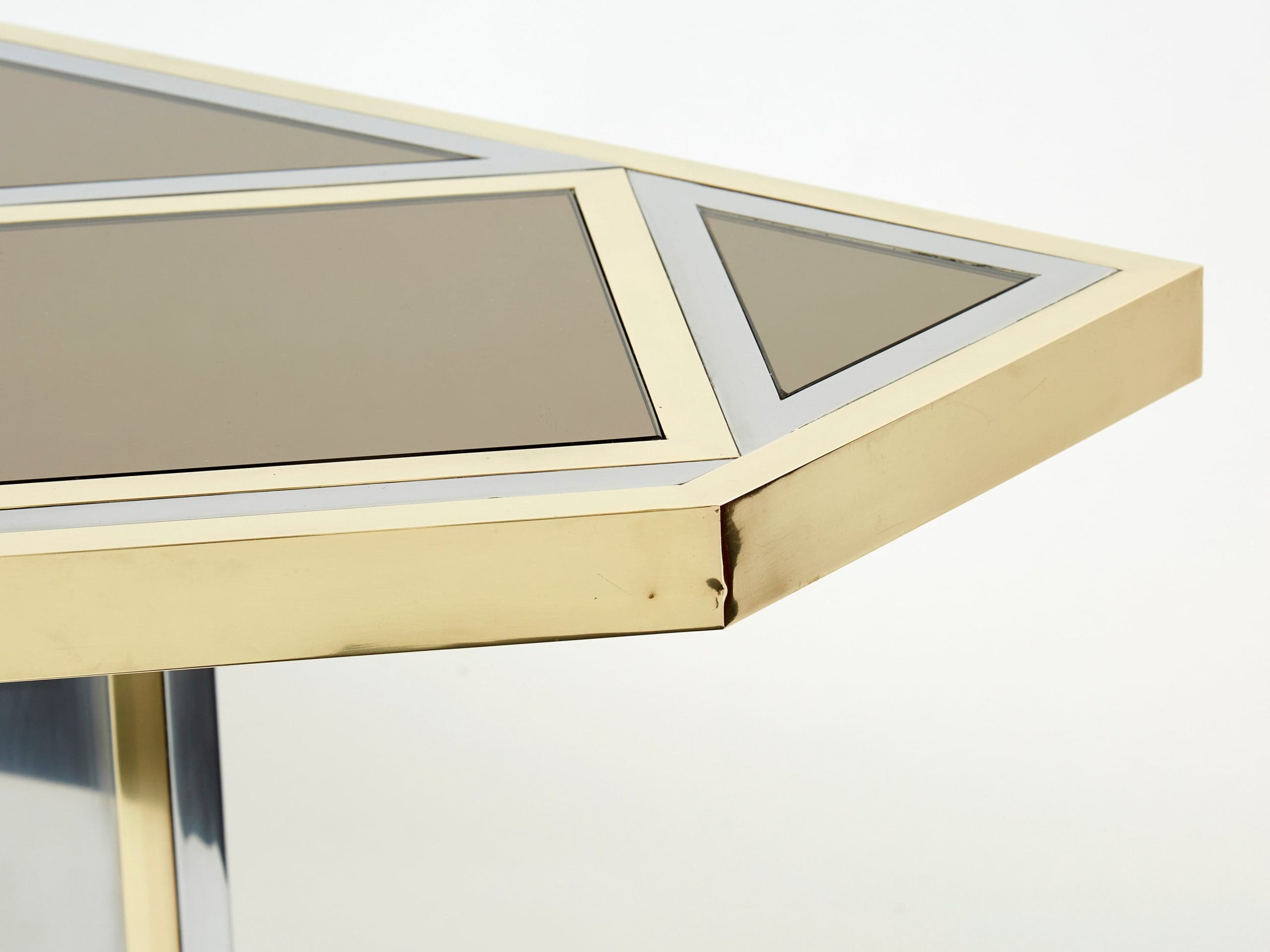 brass chrome steel mirrored console table by romeo rega 1970s