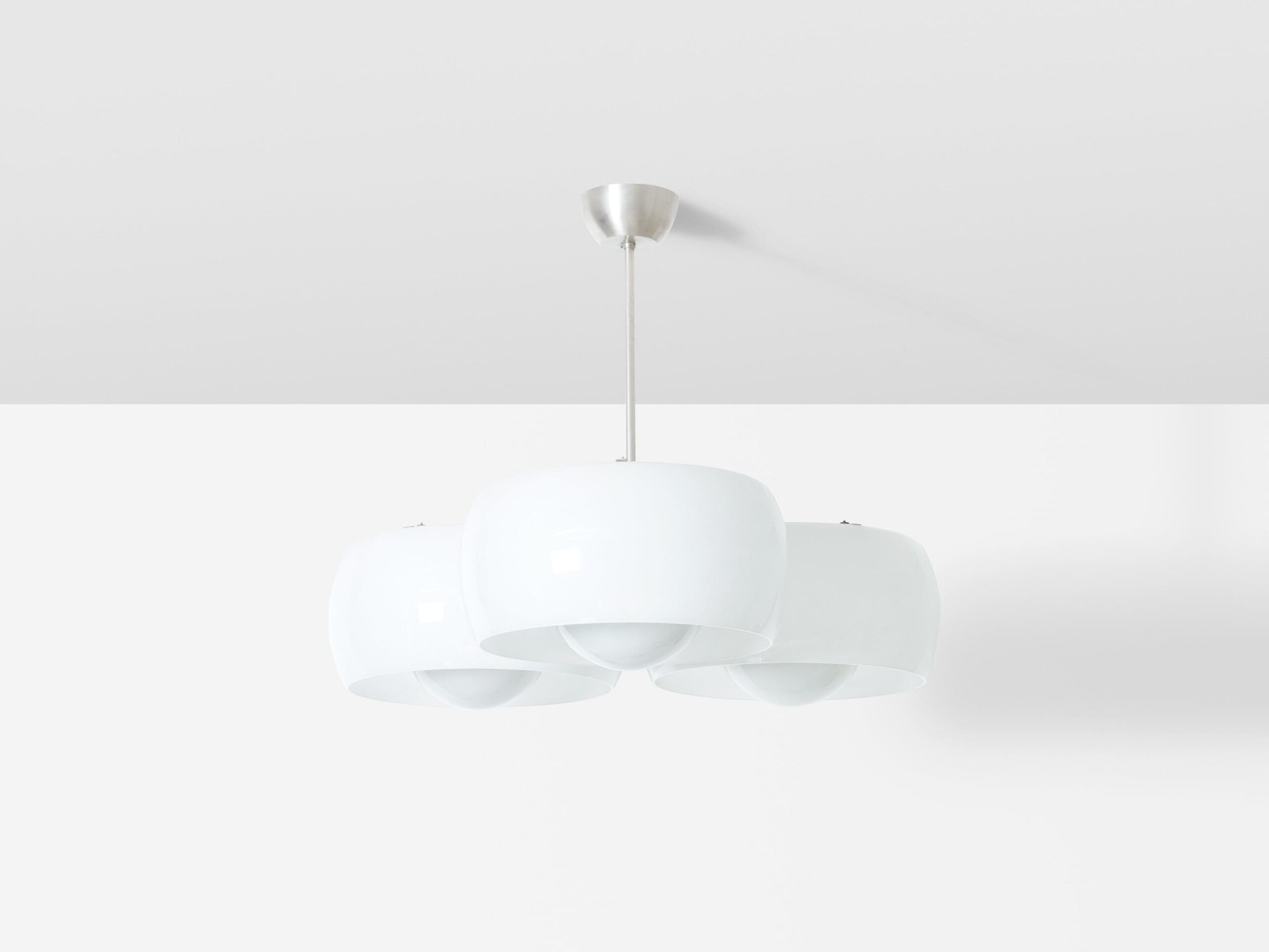 Vico Magistretti for Artemide opaline glass Triclinio chandelier 1967