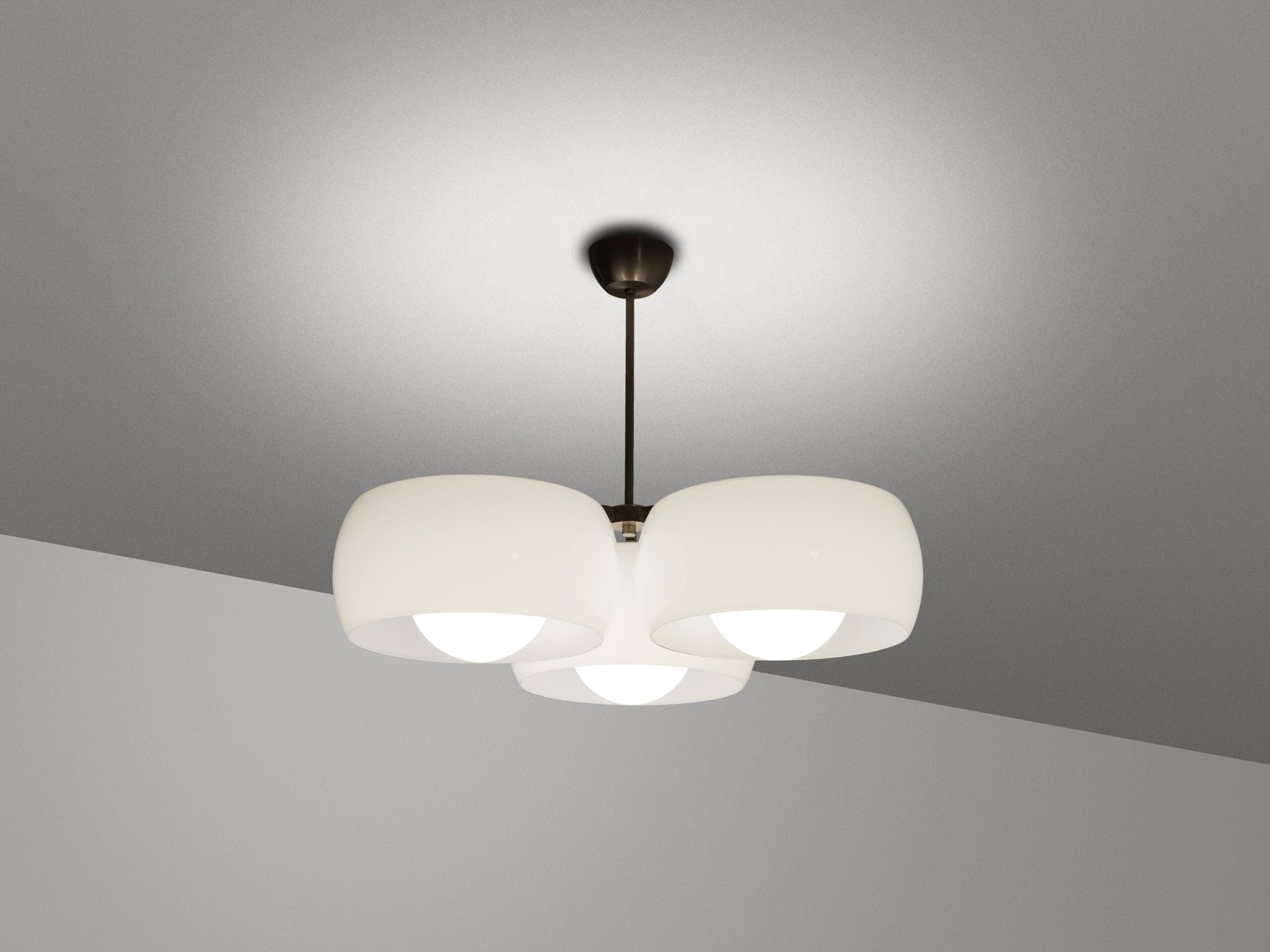 Vico Magistretti for Artemide opaline glass Triclinio chandelier 1967