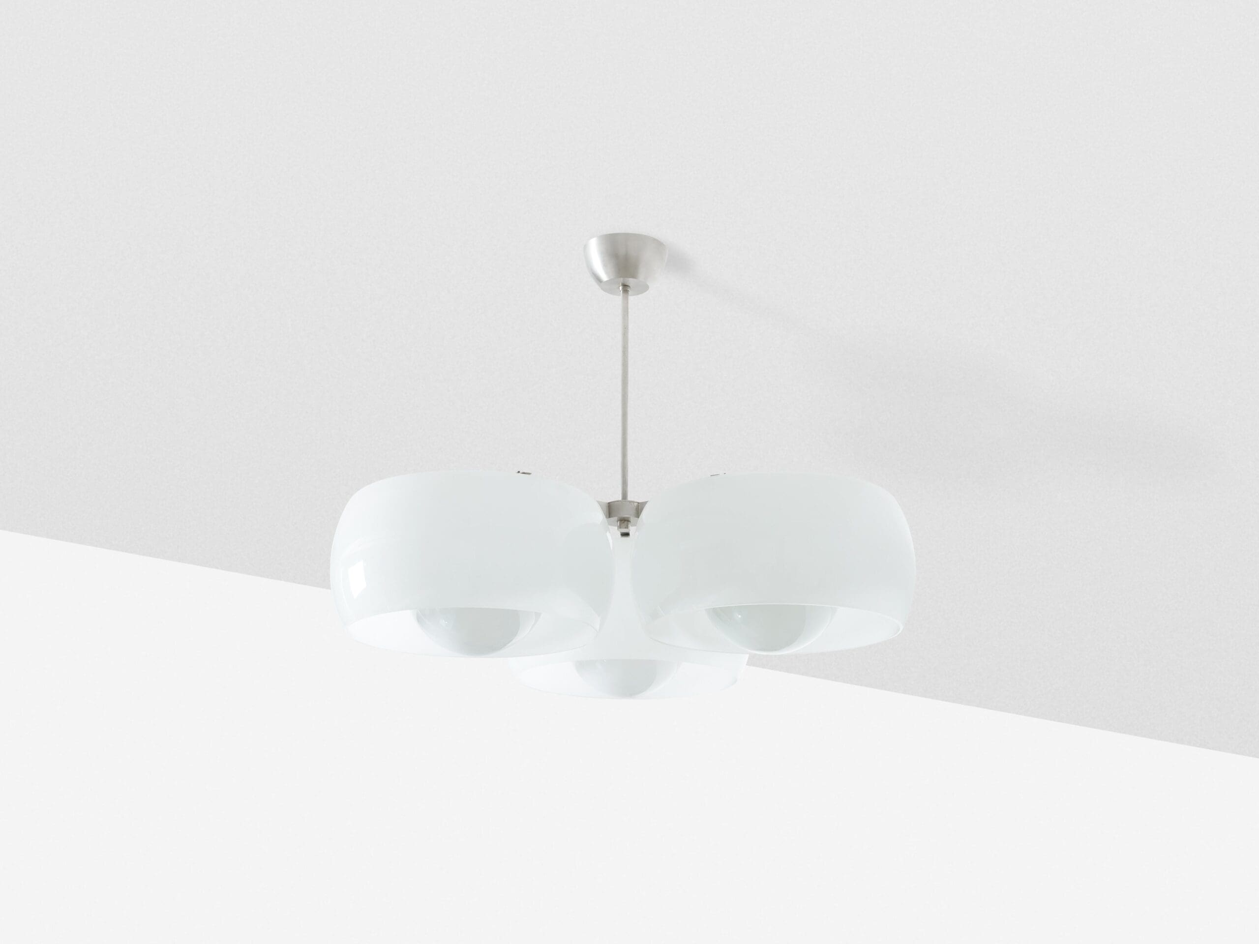 Vico Magistretti for Artemide opaline glass Triclinio chandelier 1967