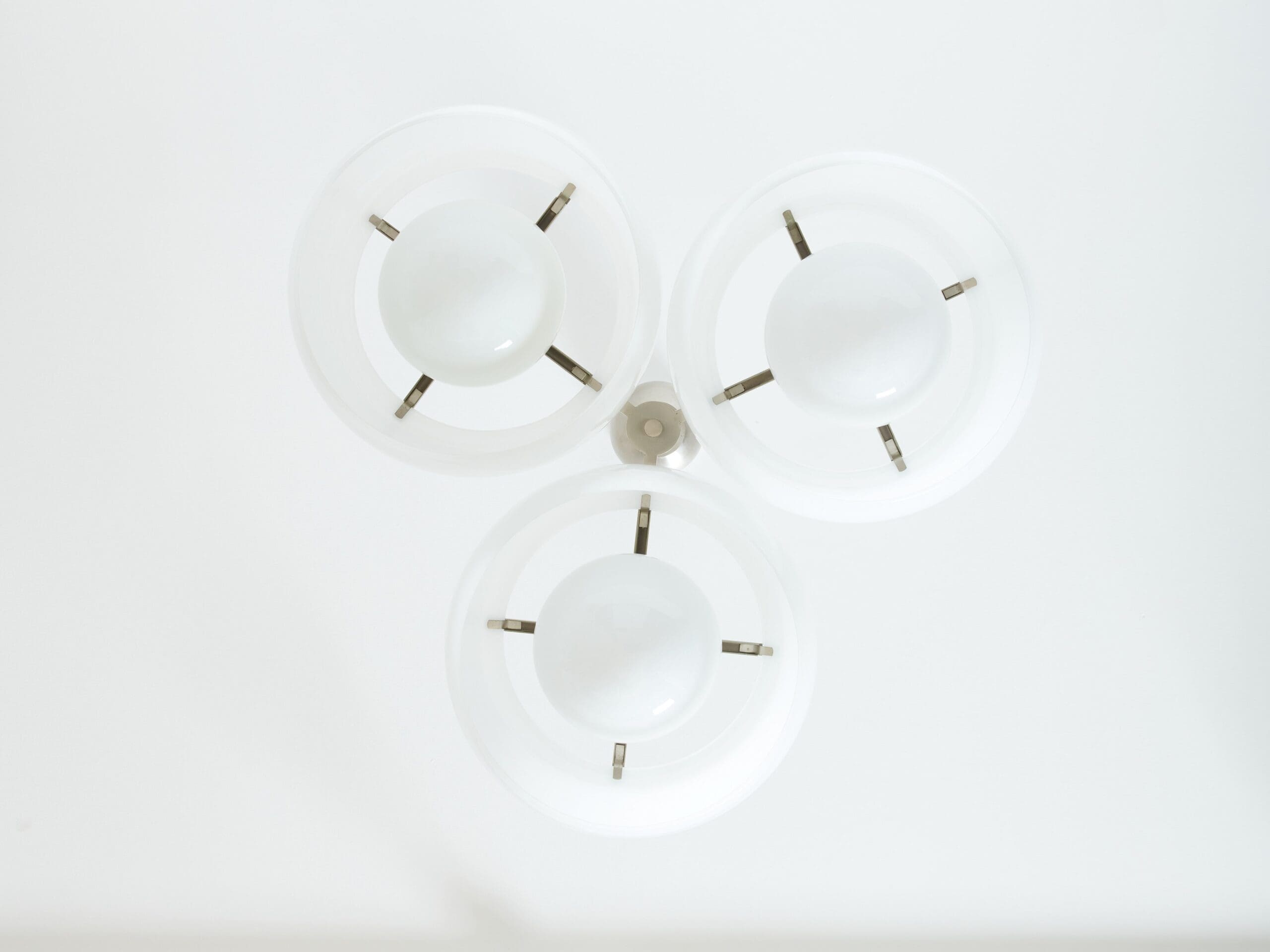 Vico Magistretti for Artemide opaline glass Triclinio chandelier 1967