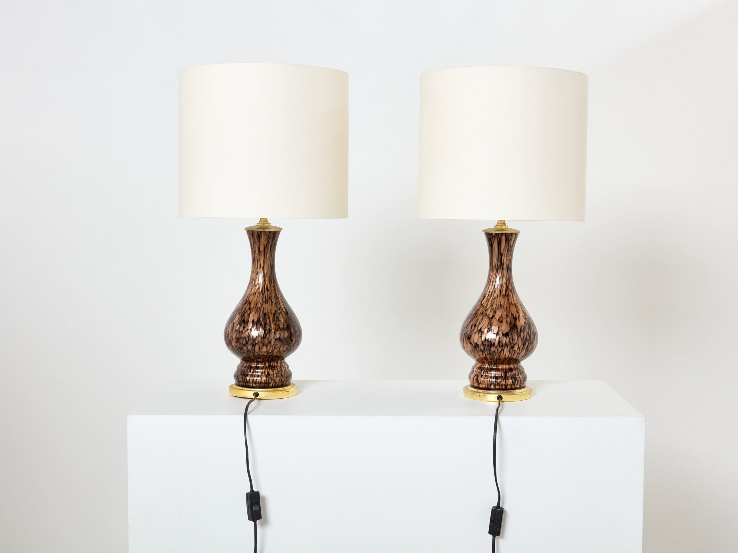 Lampes de Table en Verre Murano ‘Avventurina’ par Vincenzo Nason, Années 1960